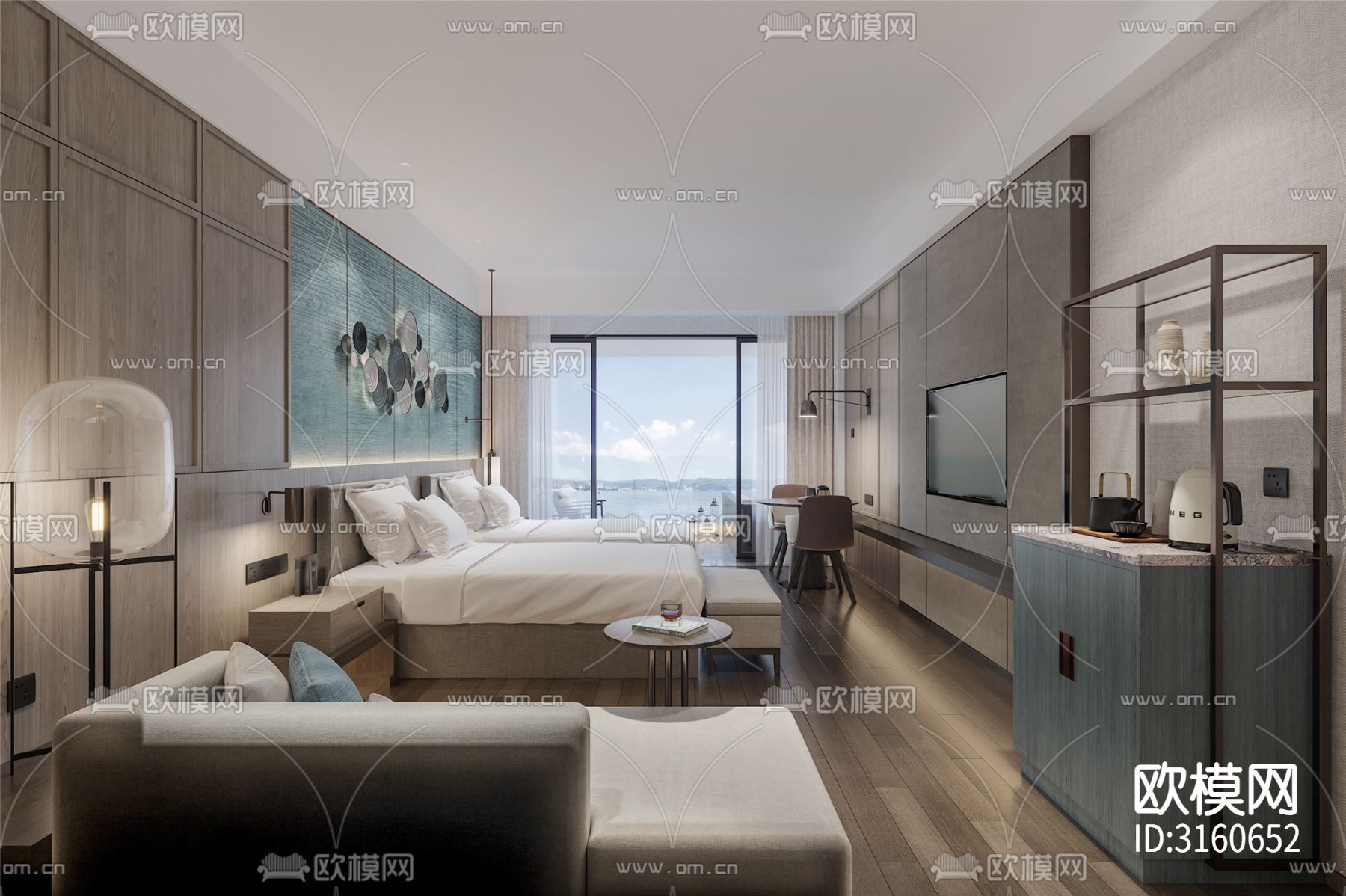 小户型公寓装修设计cad施工图下载（渲染图2）