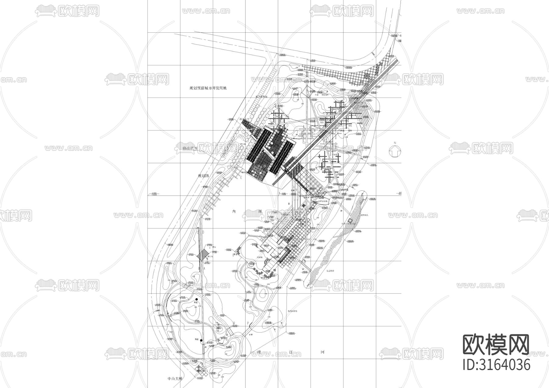公园景观设计cad施工图下载（渲染图2）