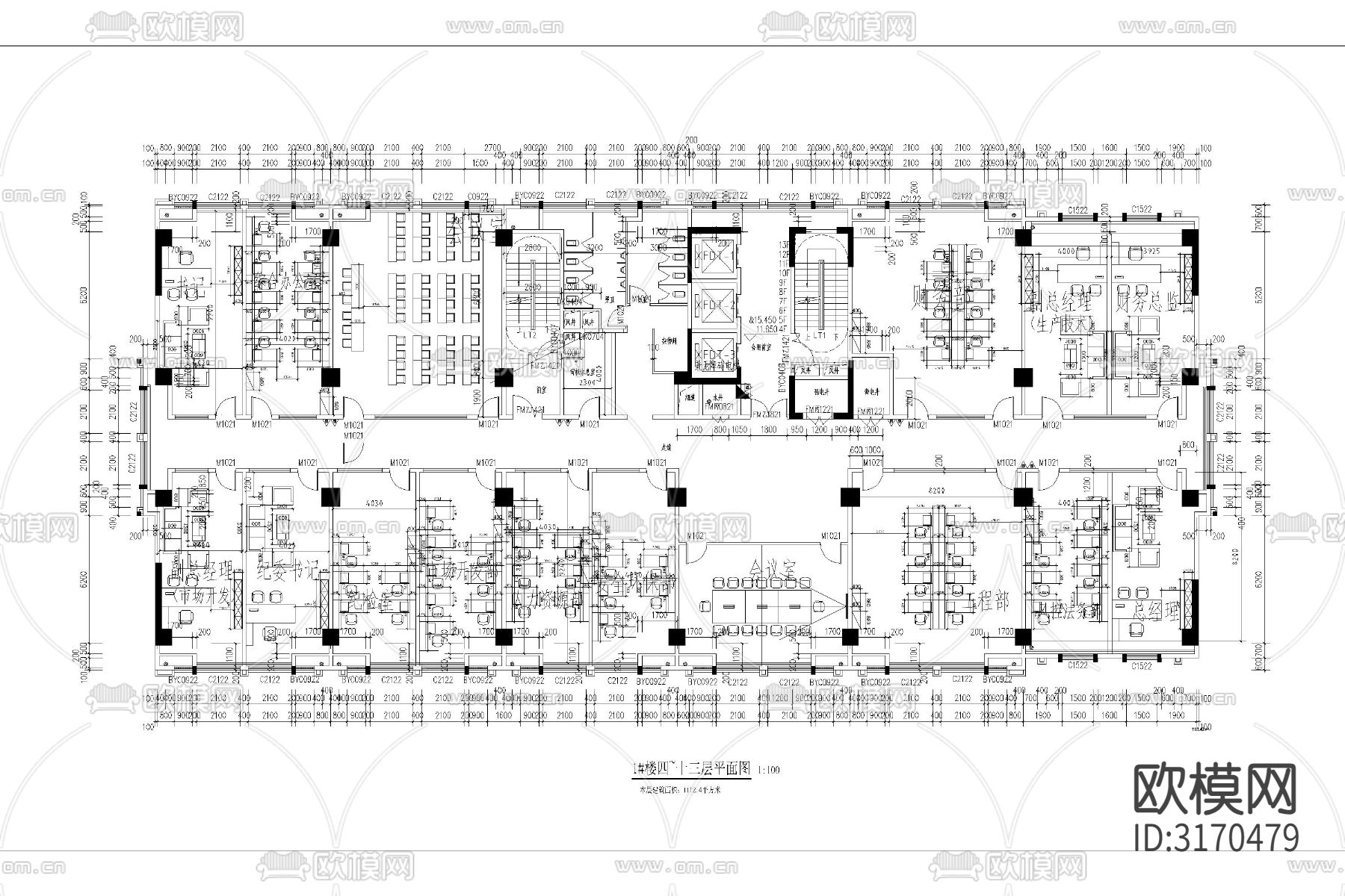 办公室工装家具办公空间cad平面图下载（渲染图6）