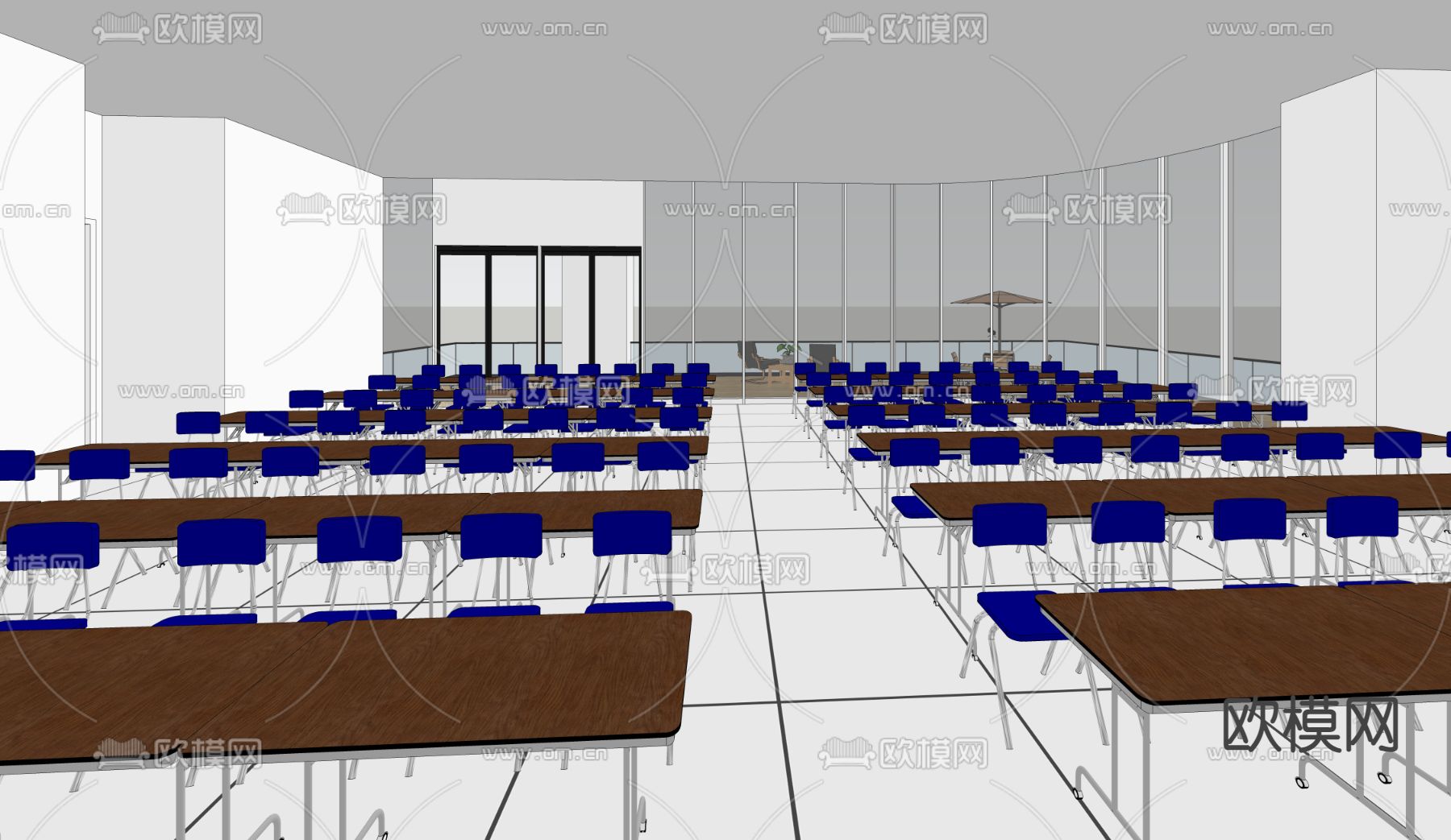 培训教室 会议报告厅su模型下载（渲染图3）