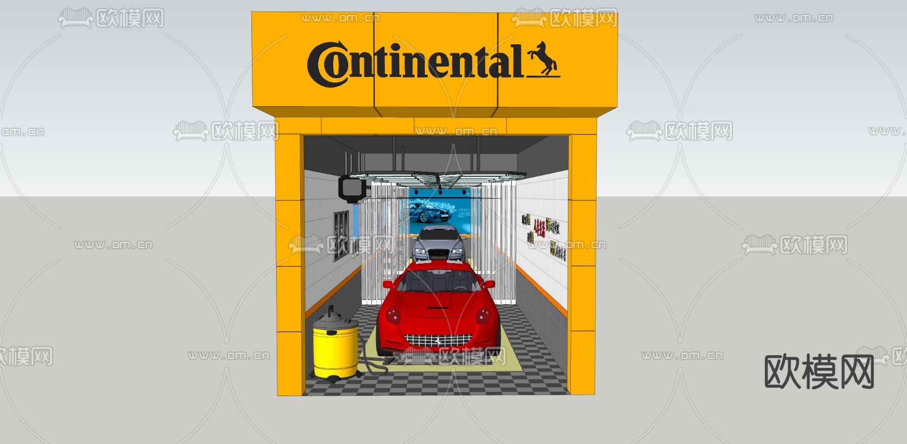 马牌轮胎店 汽修店su模型下载（渲染图1）