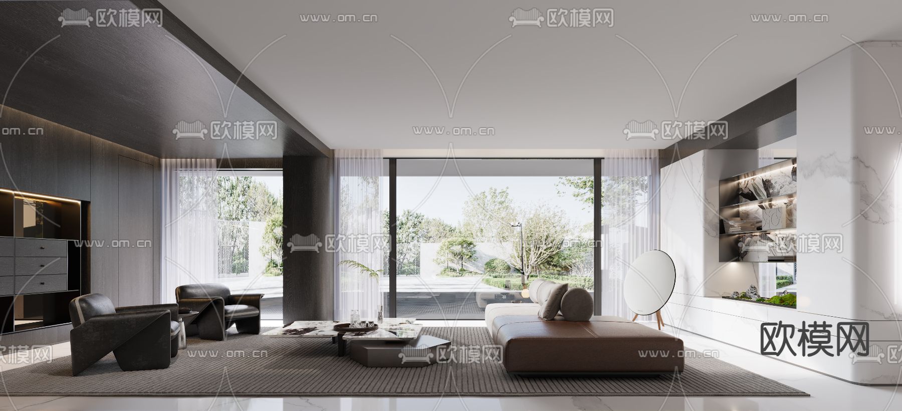 轻奢地下室 休闲室 品茶室3d模型下载（渲染图5）