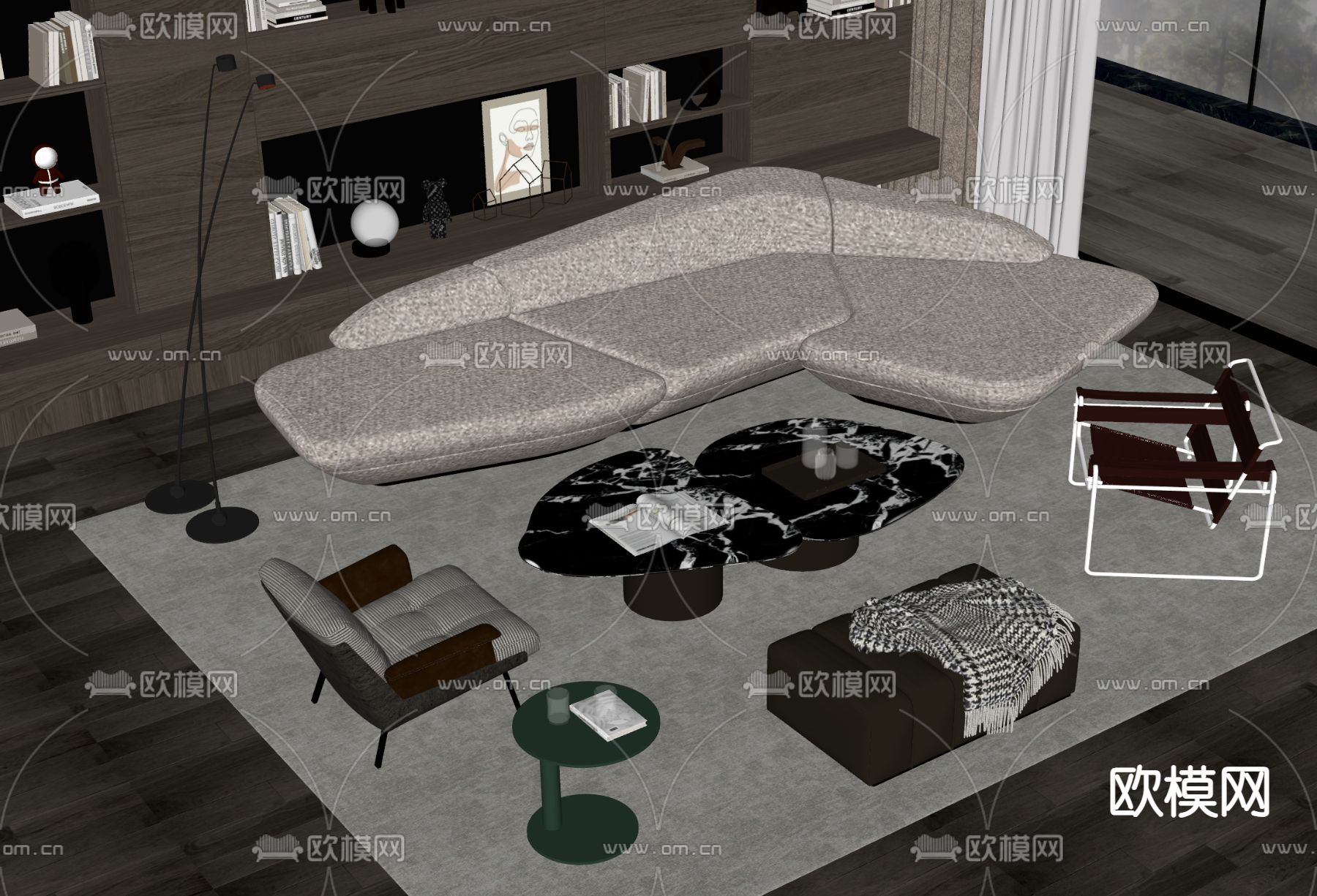 Minotti 组合沙发su模型下载（渲染图1）