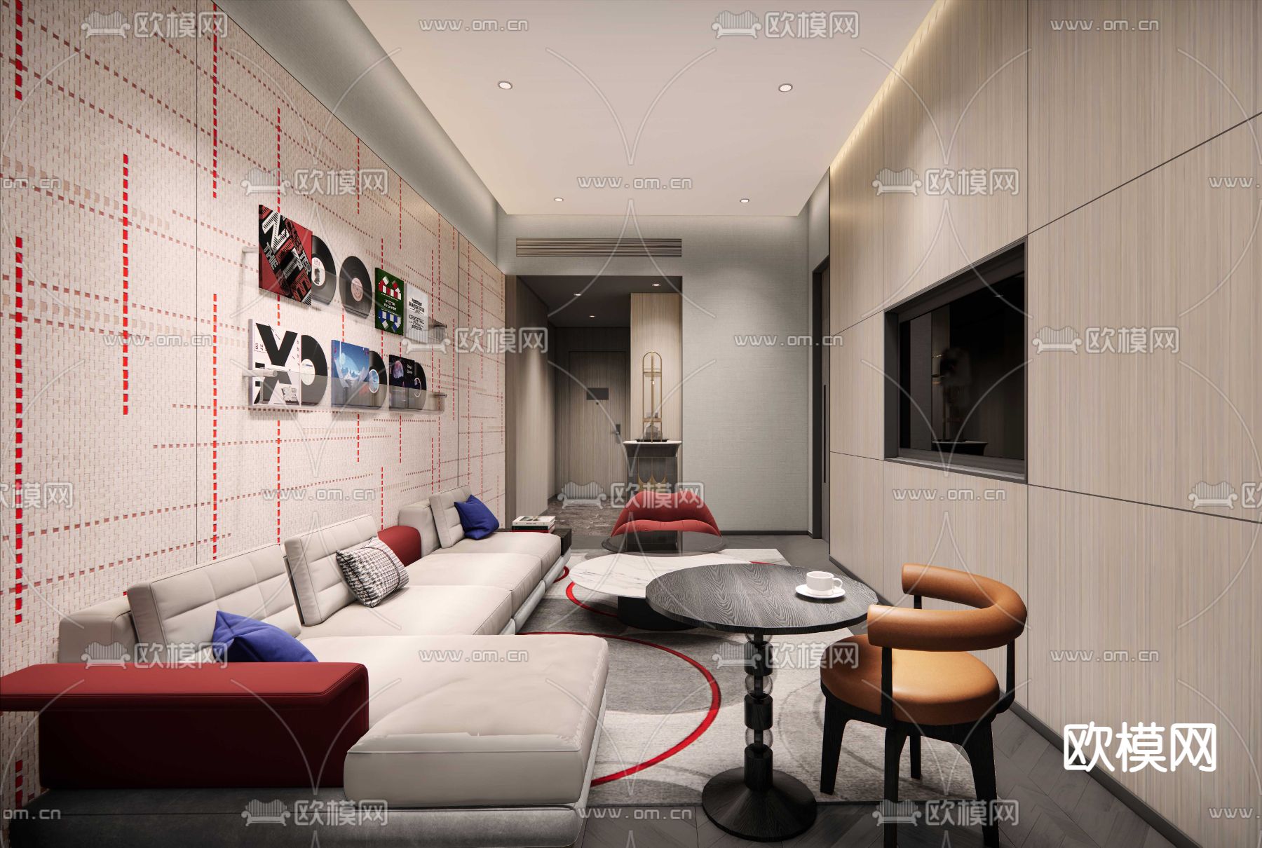 酒店套房 客厅su模型下载（渲染图2）