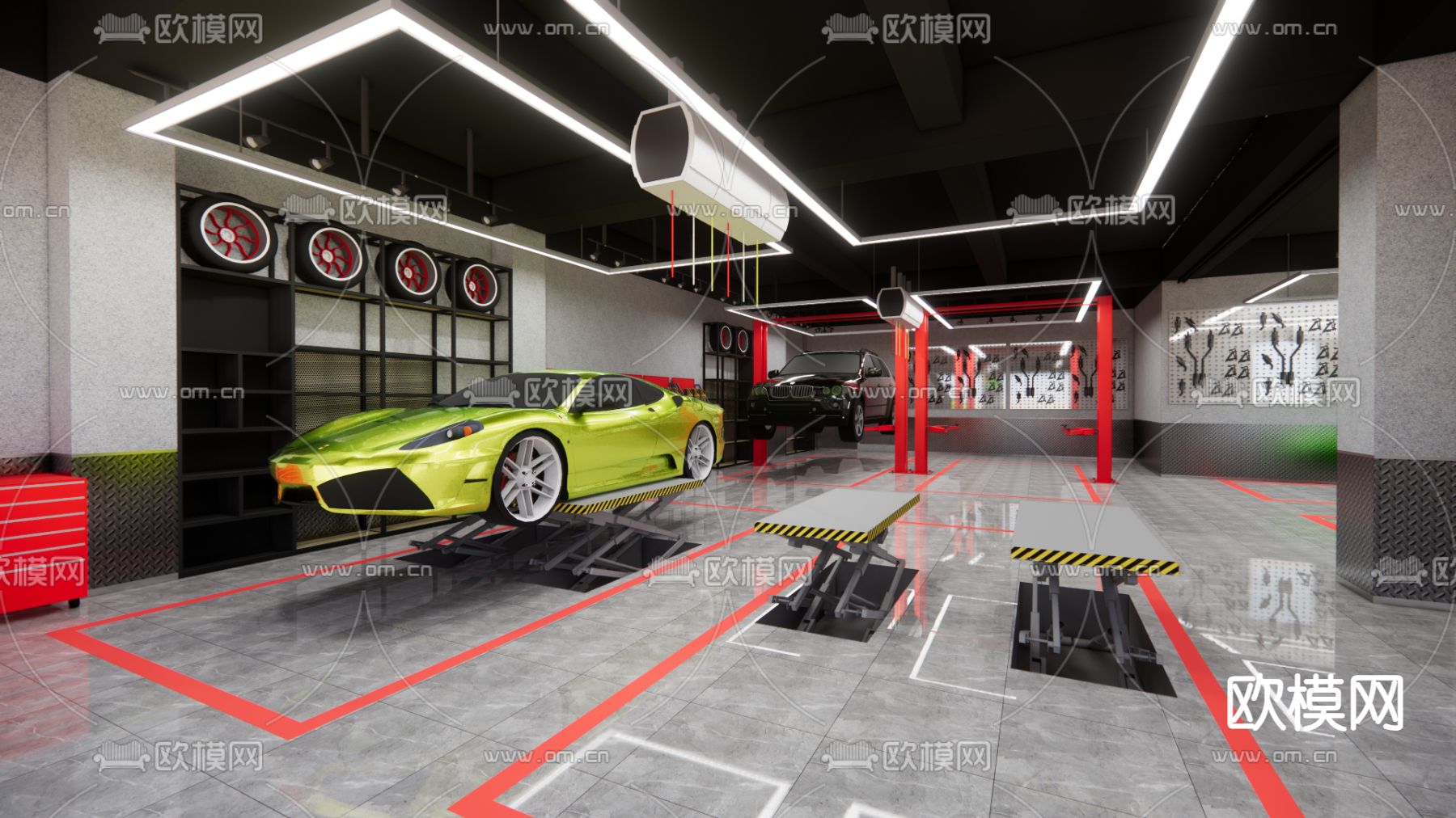 汽修店 修车店su模型下载（渲染图1）