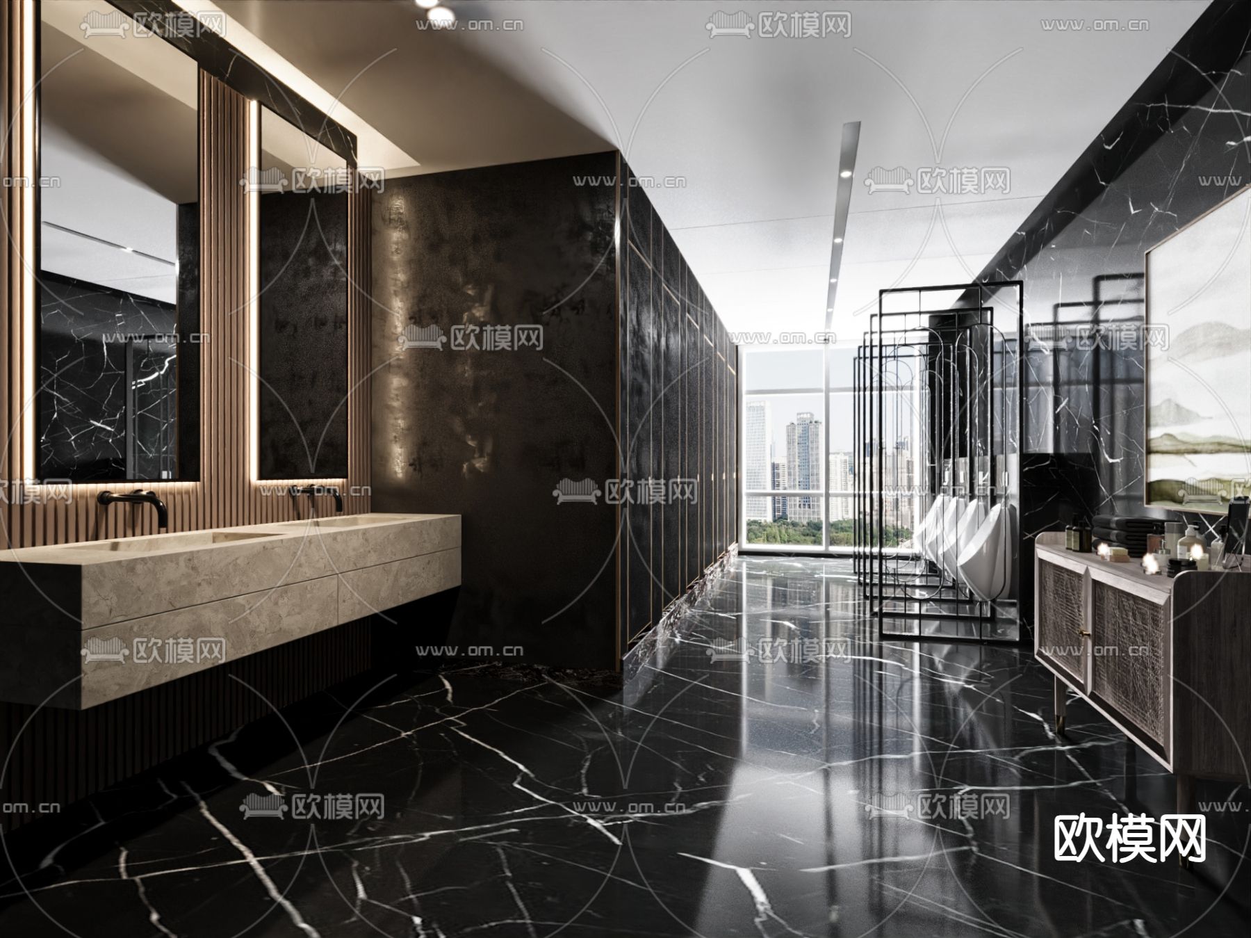 公共卫生间 公共厕所 商场卫生间3d模型下载