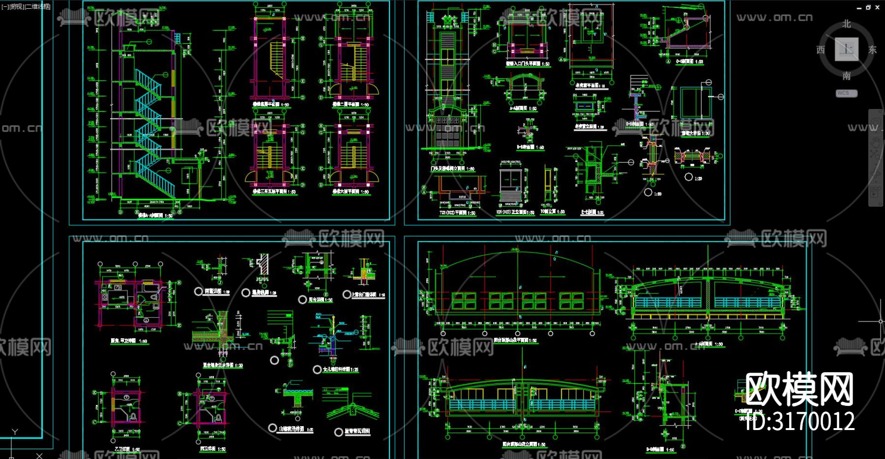 住宅区建筑 住宅区 居住建筑cad施工图下载（渲染图6）