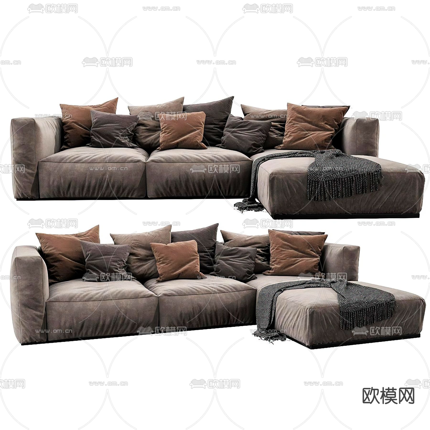 三人沙发 转角沙发3d模型下载（渲染图1）