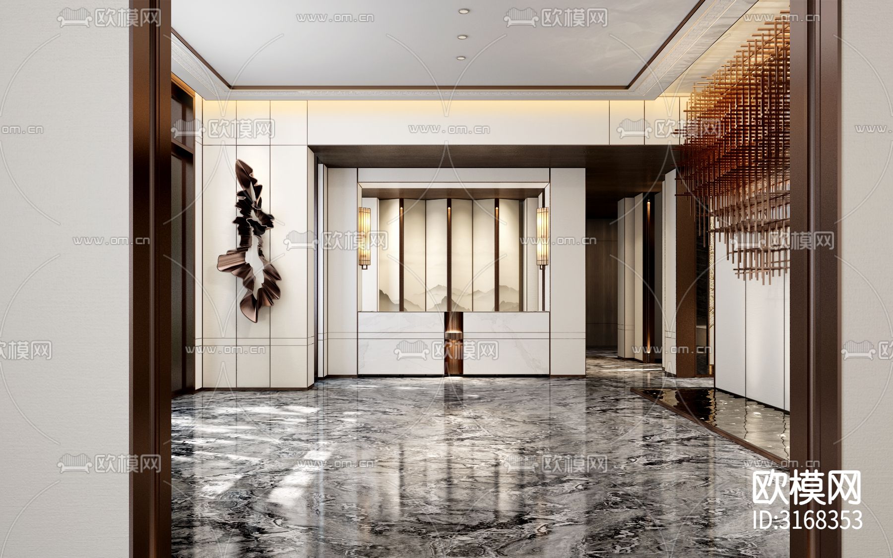 现代轻奢售楼部cad施工图下载（渲染图7）