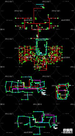 五层办公楼电气cad施工图下载（渲染图4）