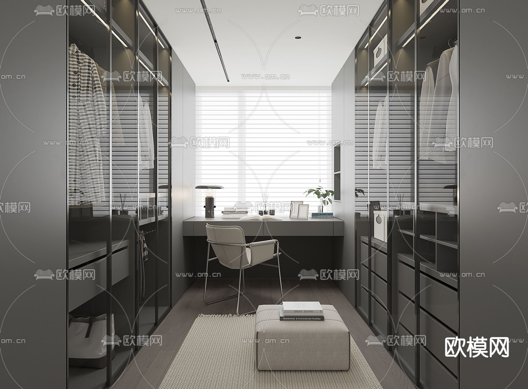 现代衣帽间3d模型下载