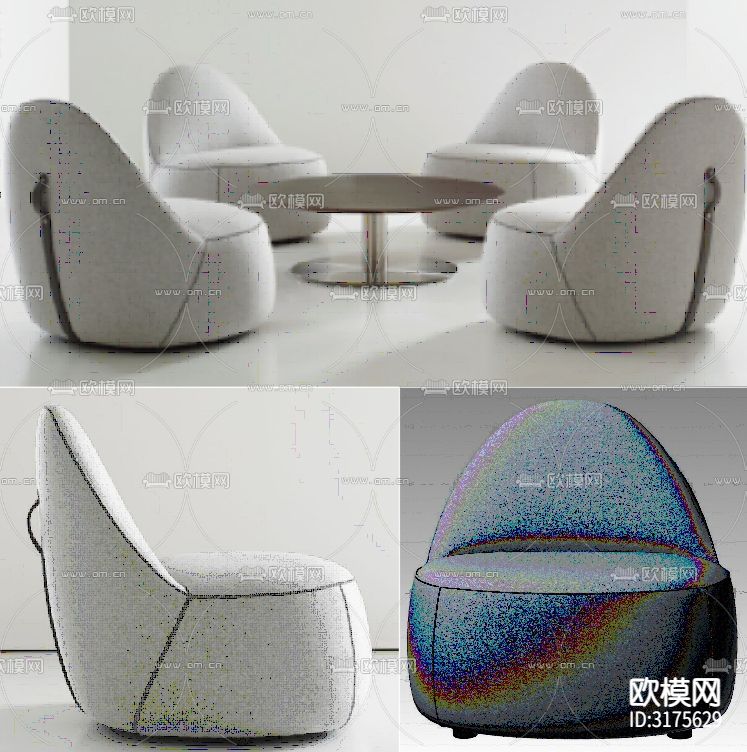 现代家具椅子CAD家具设计图纸cad大样图下载（渲染图1）