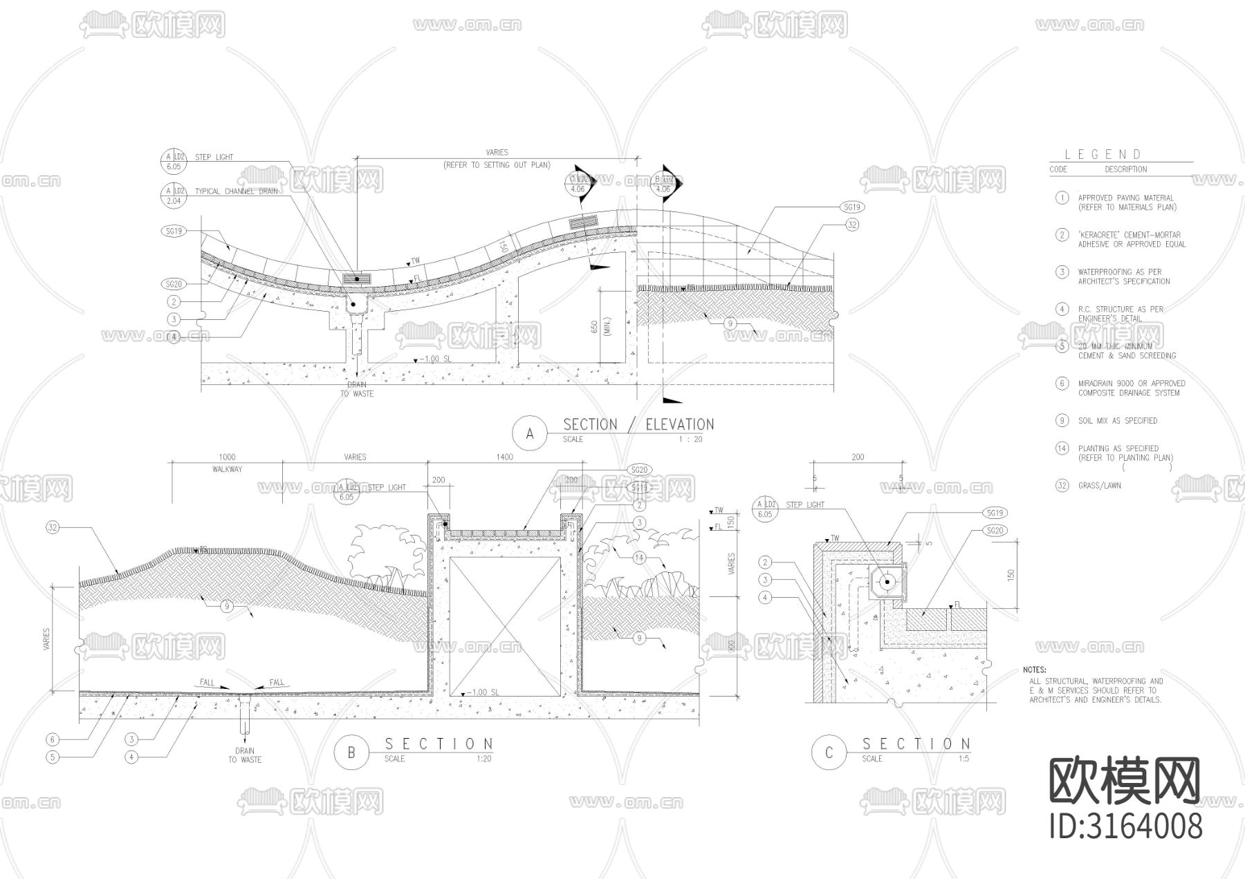 消防通道 园路栈道样图cad图库下载（渲染图3）