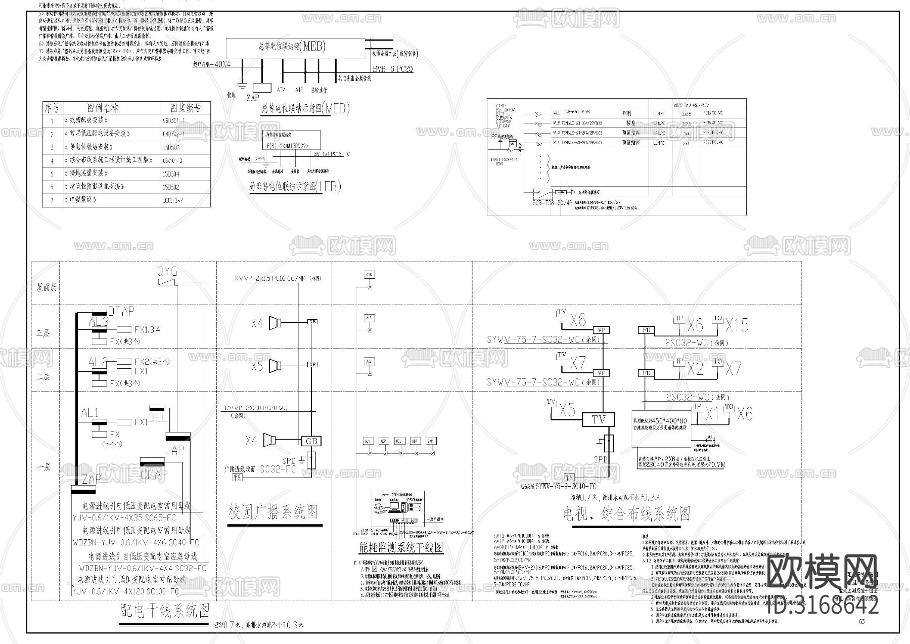 幼儿园消防 电气cad施工图下载（渲染图6）
