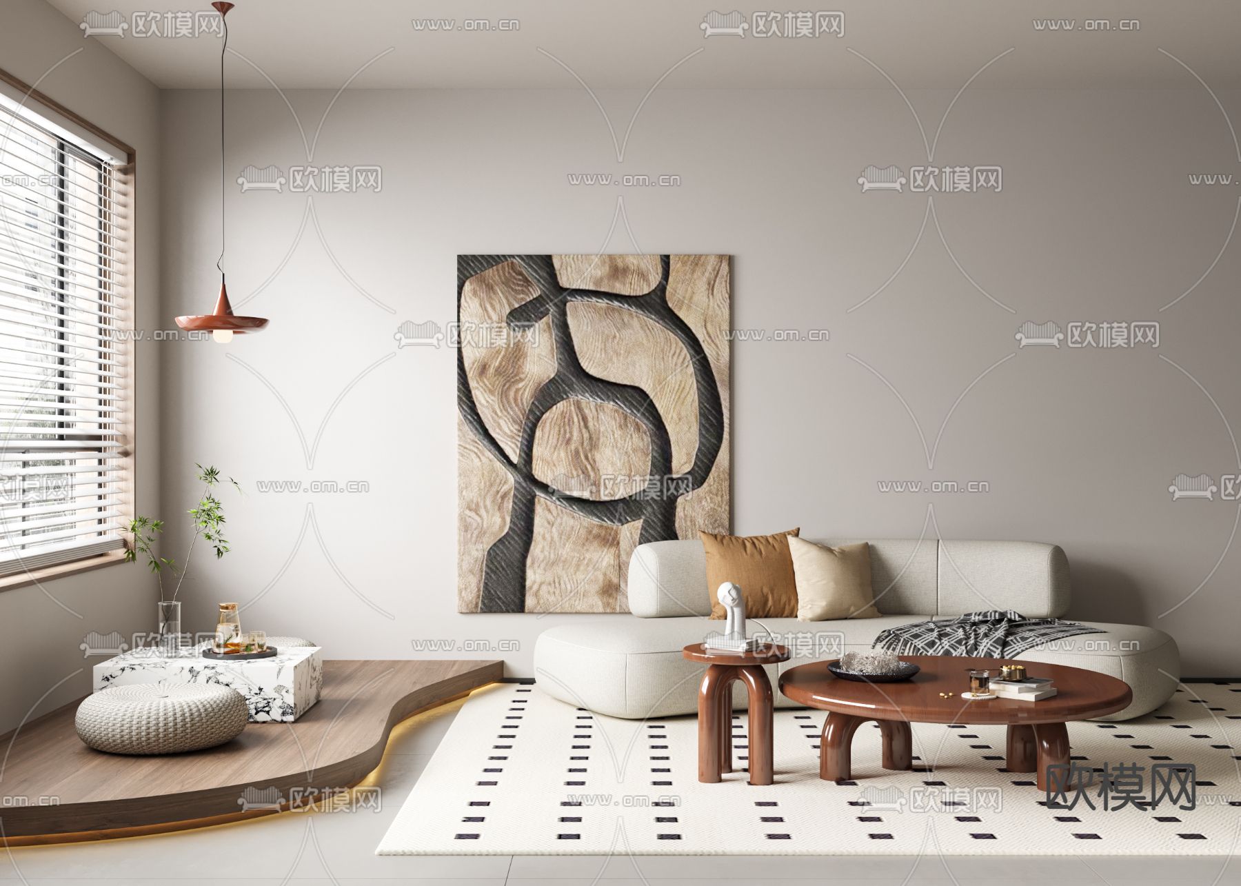 侘寂组合沙发3d模型下载