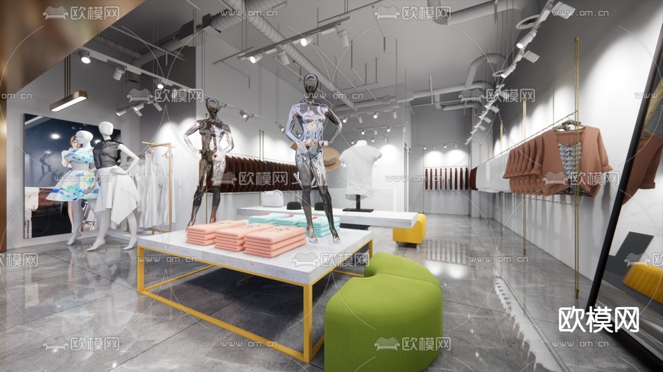 现代服装店su模型下载(渲染图2)