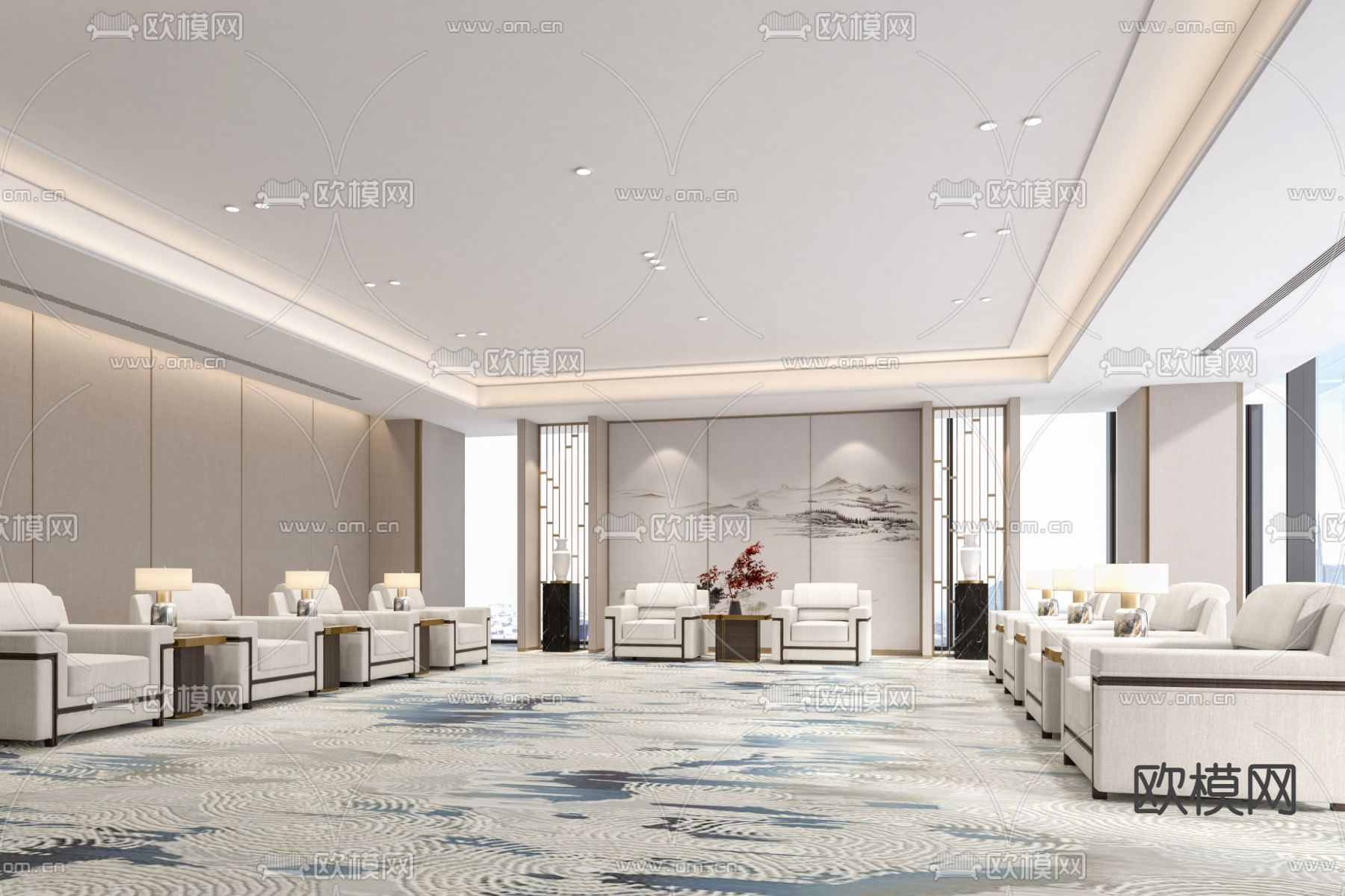 现代接待室su模型下载（渲染图2）