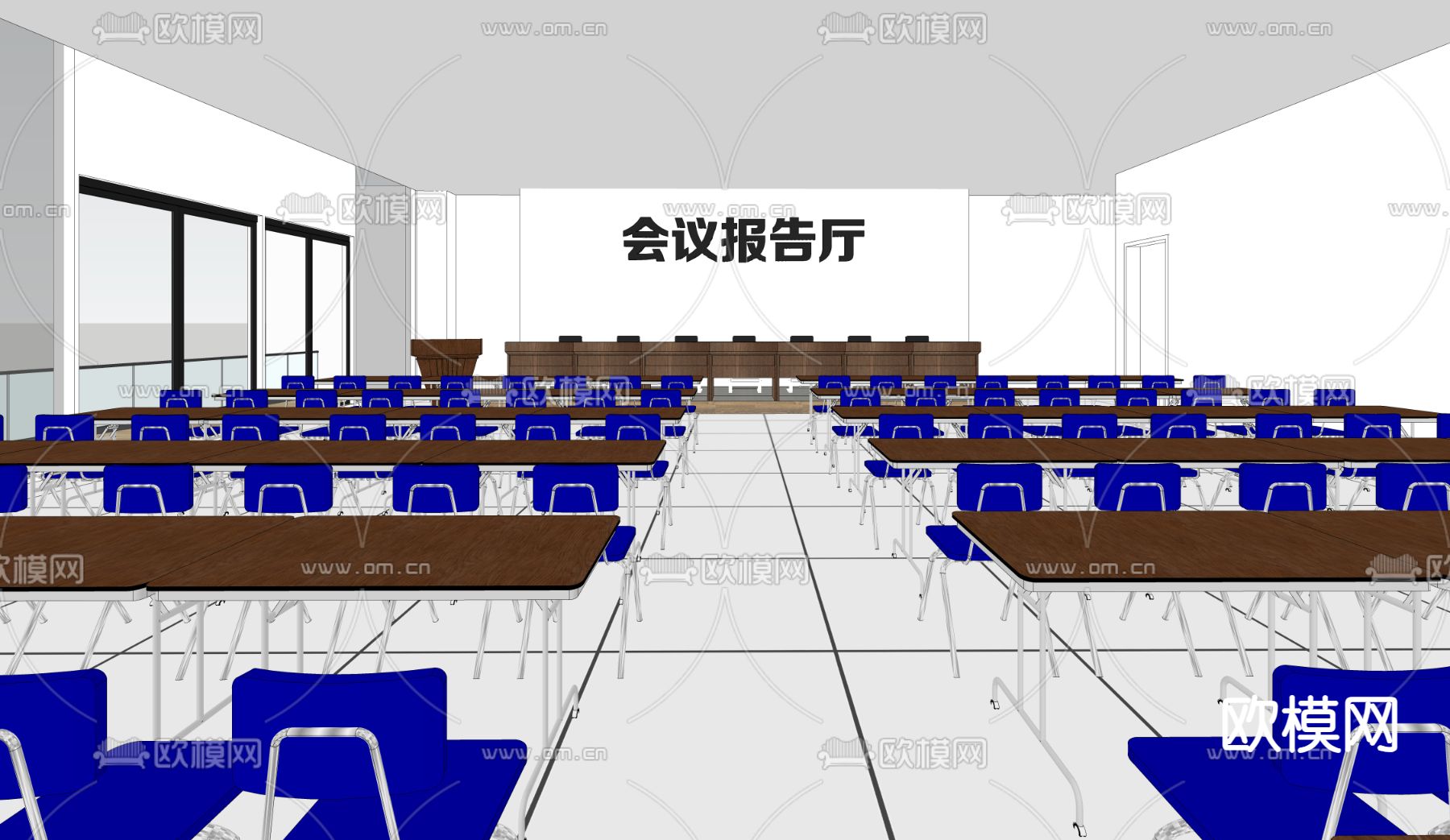 培训教室 会议报告厅su模型下载（渲染图1）