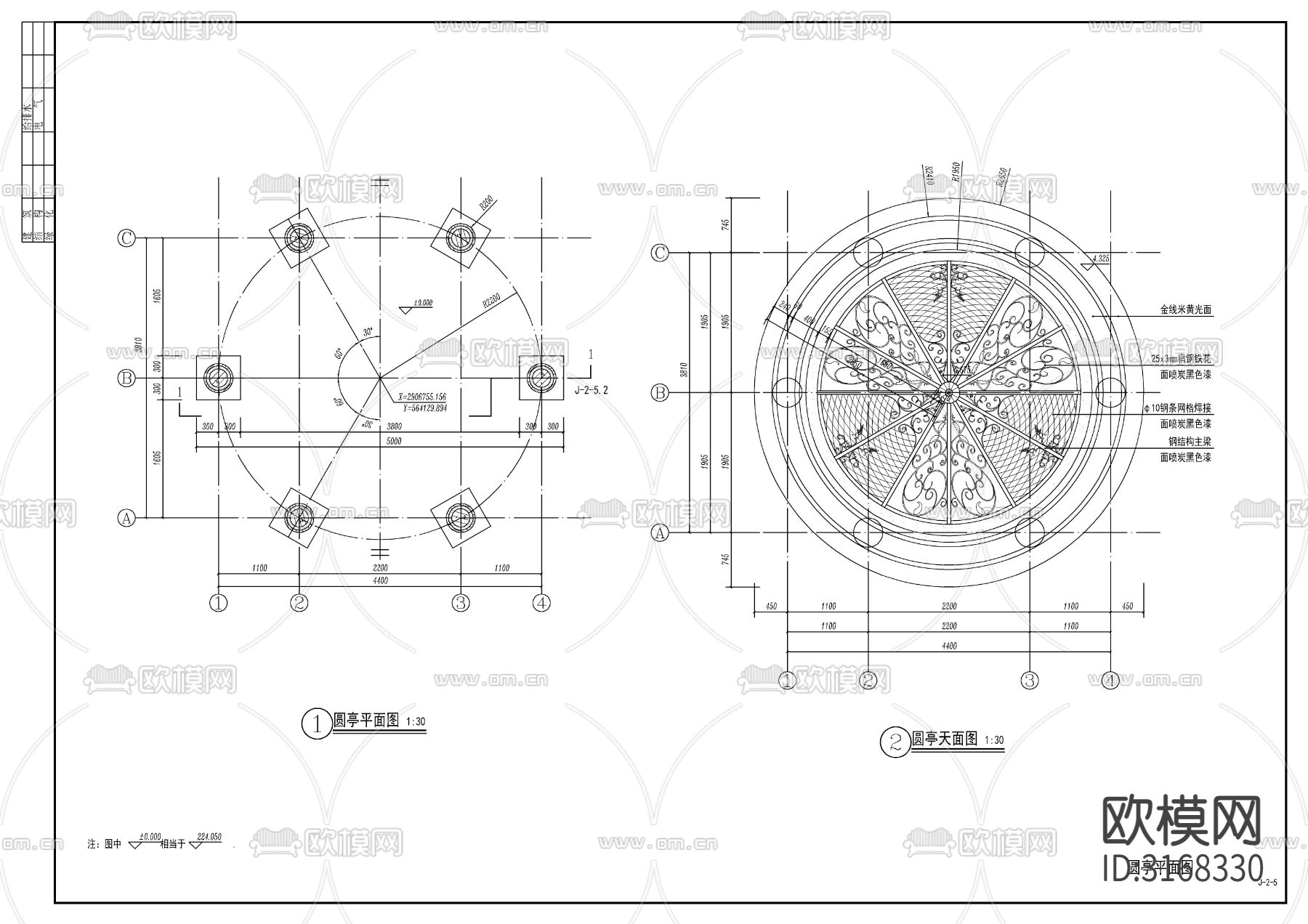 欧式景观圆亭cad大样图下载（渲染图4）