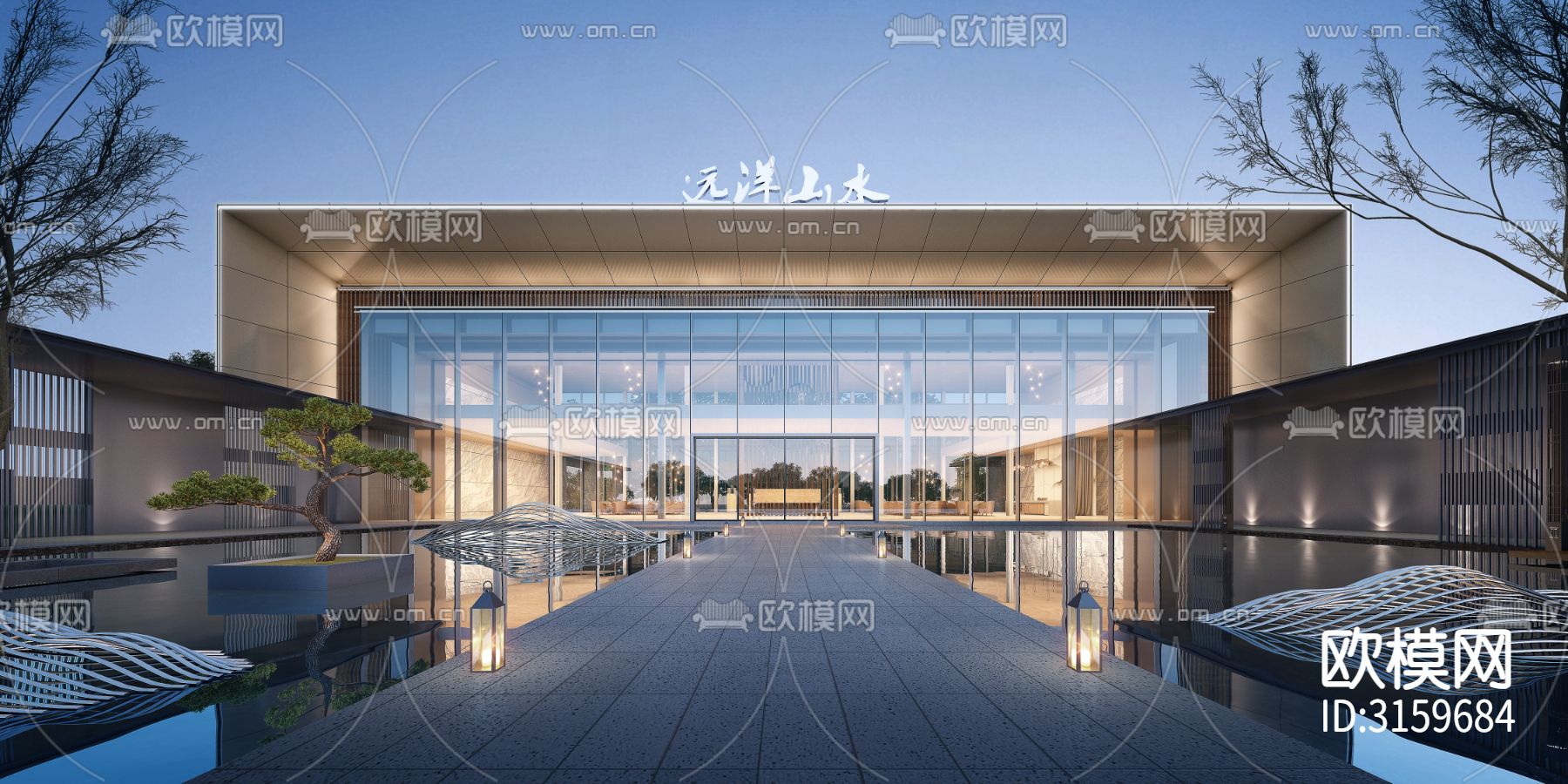 销售楼 销售中心cad施工图下载（渲染图9）