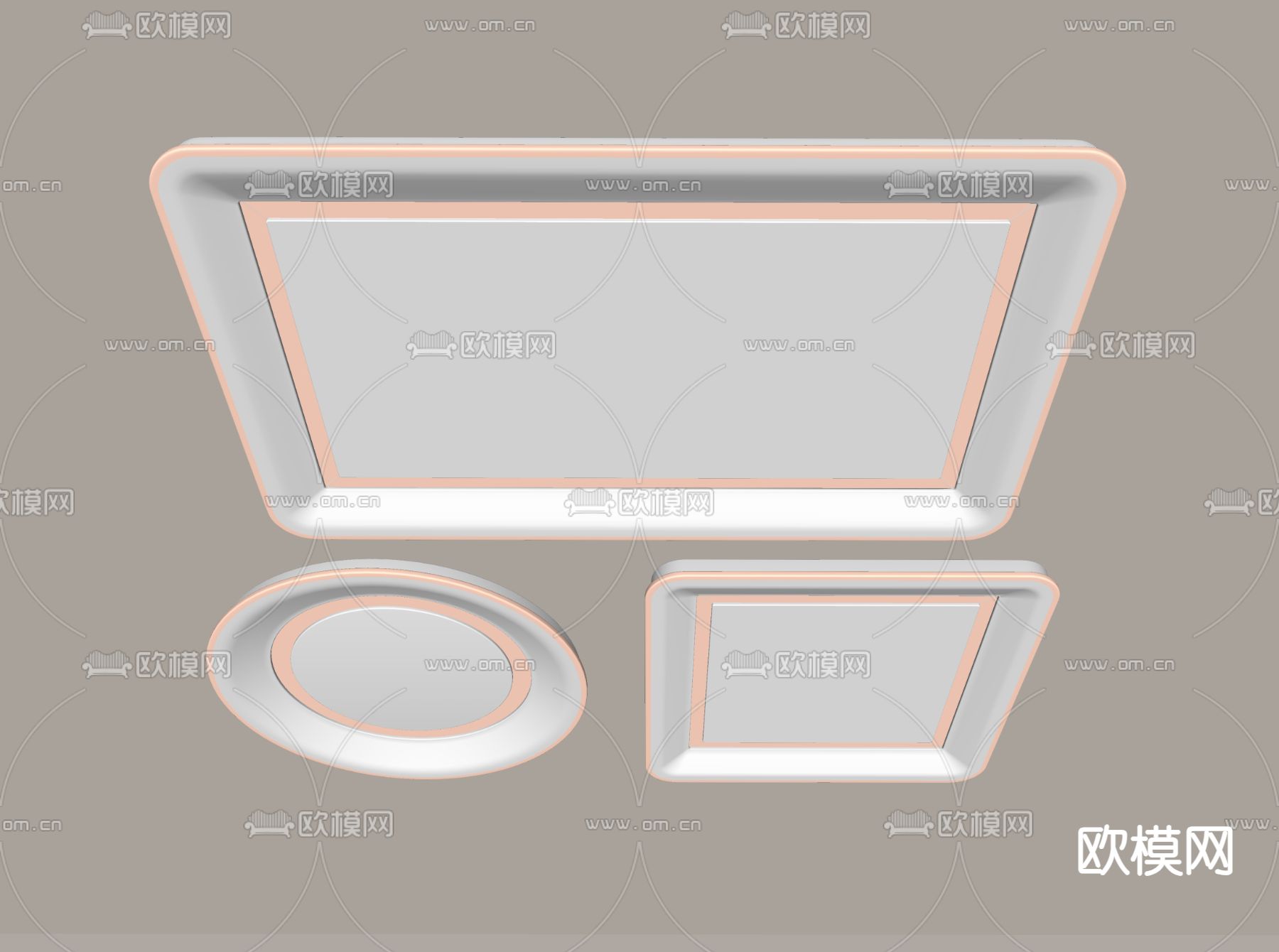 现代吸顶灯 方形吸顶灯su模型下载（渲染图2）