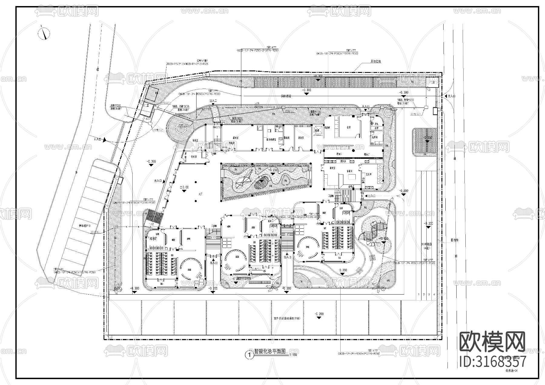 幼儿园室外电气图cad施工图下载（渲染图4）