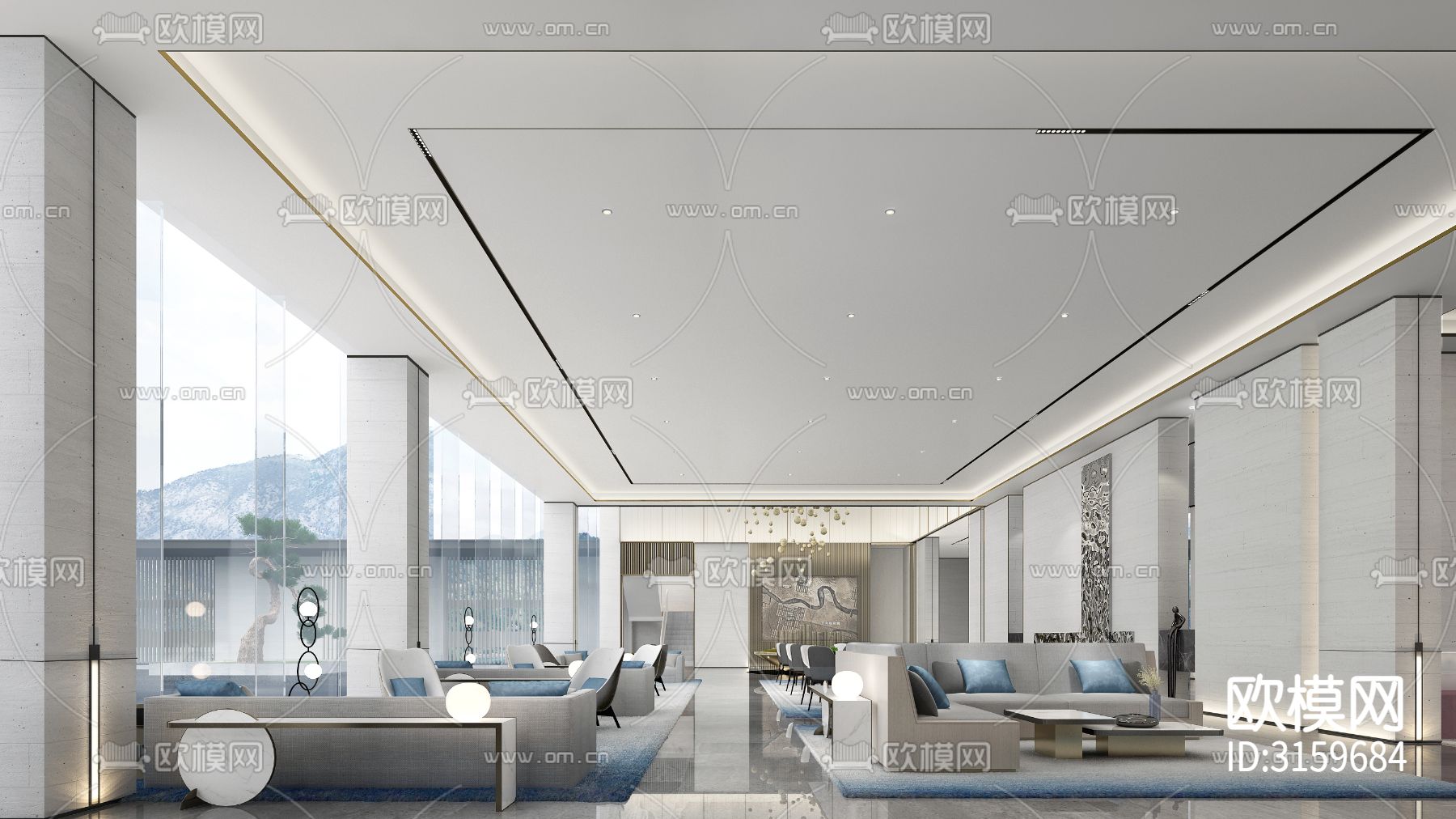 销售楼 销售中心cad施工图下载（渲染图8）