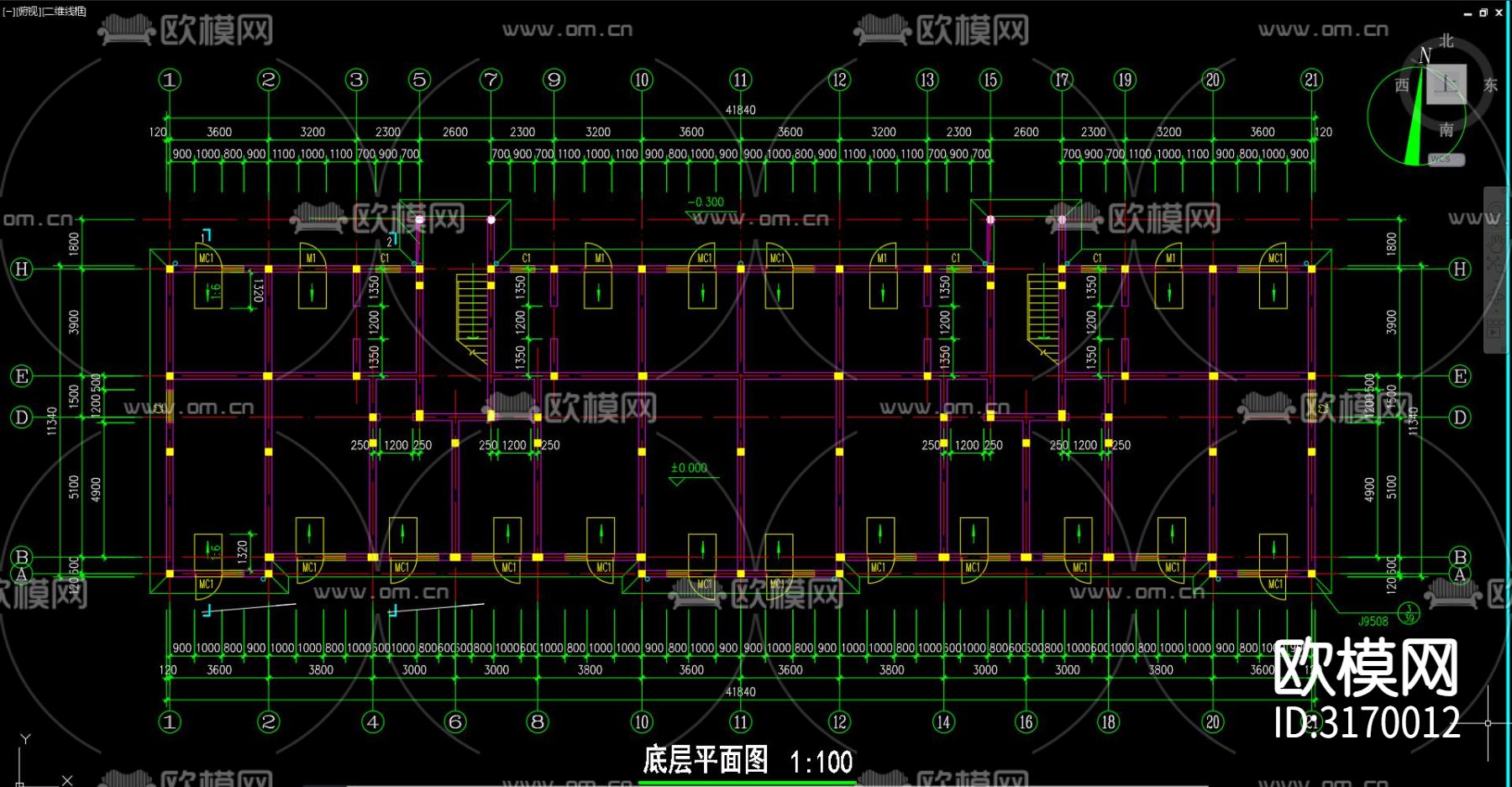 住宅区建筑 住宅区 居住建筑cad施工图下载（渲染图3）