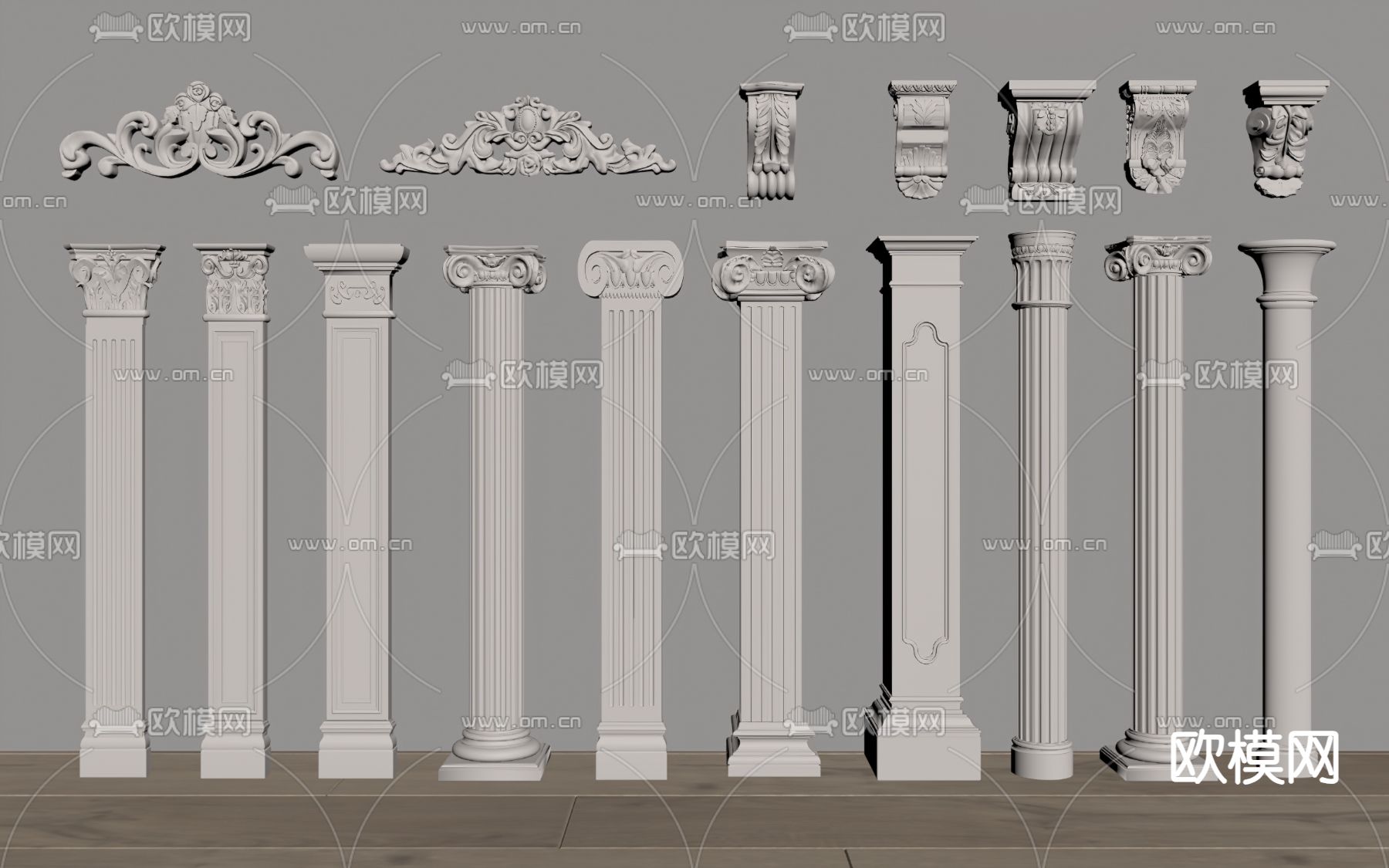 简欧罗马柱su模型下载（渲染图1）