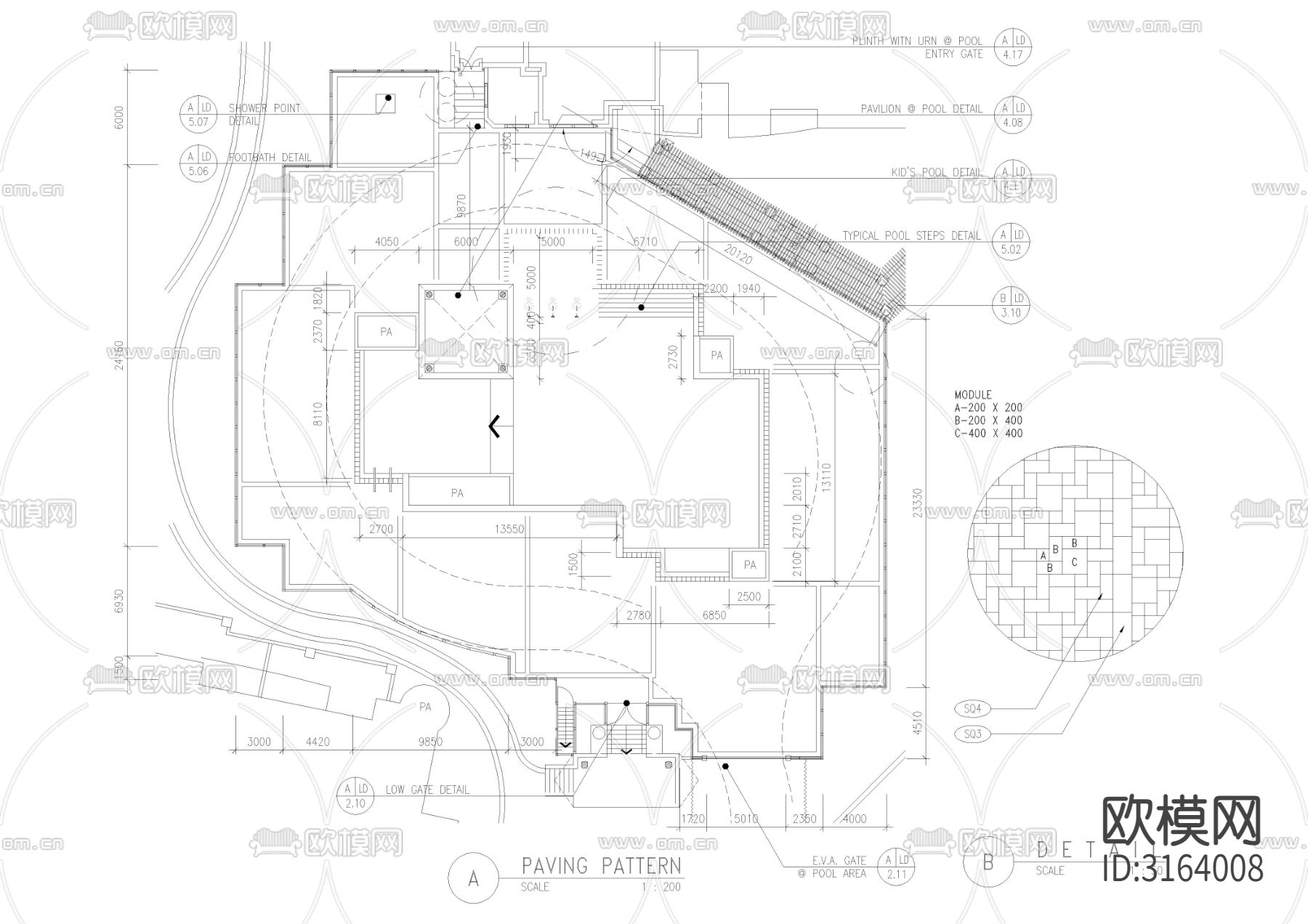 消防通道 园路栈道样图cad图库下载（渲染图8）