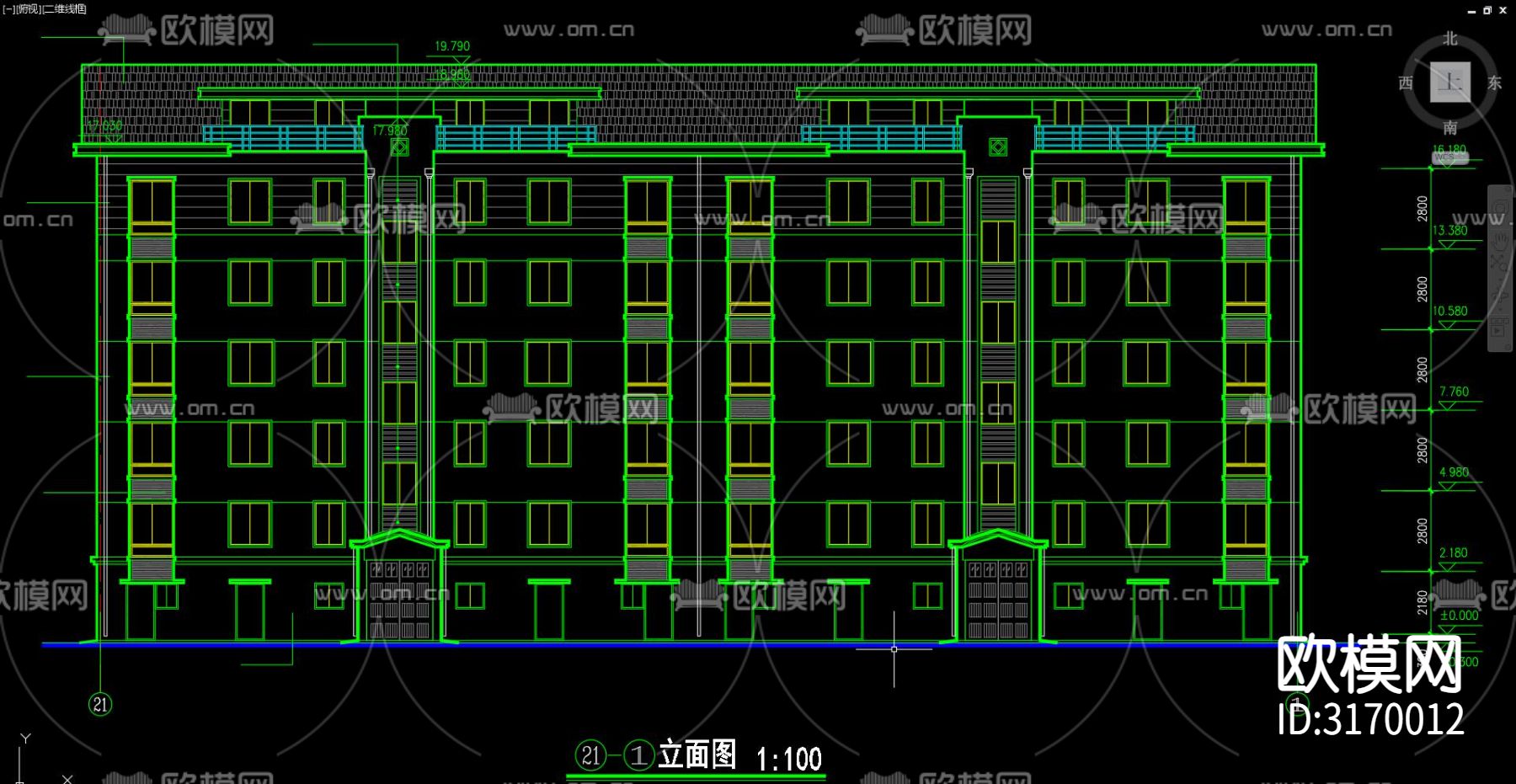 住宅区建筑 住宅区 居住建筑cad施工图下载（渲染图5）