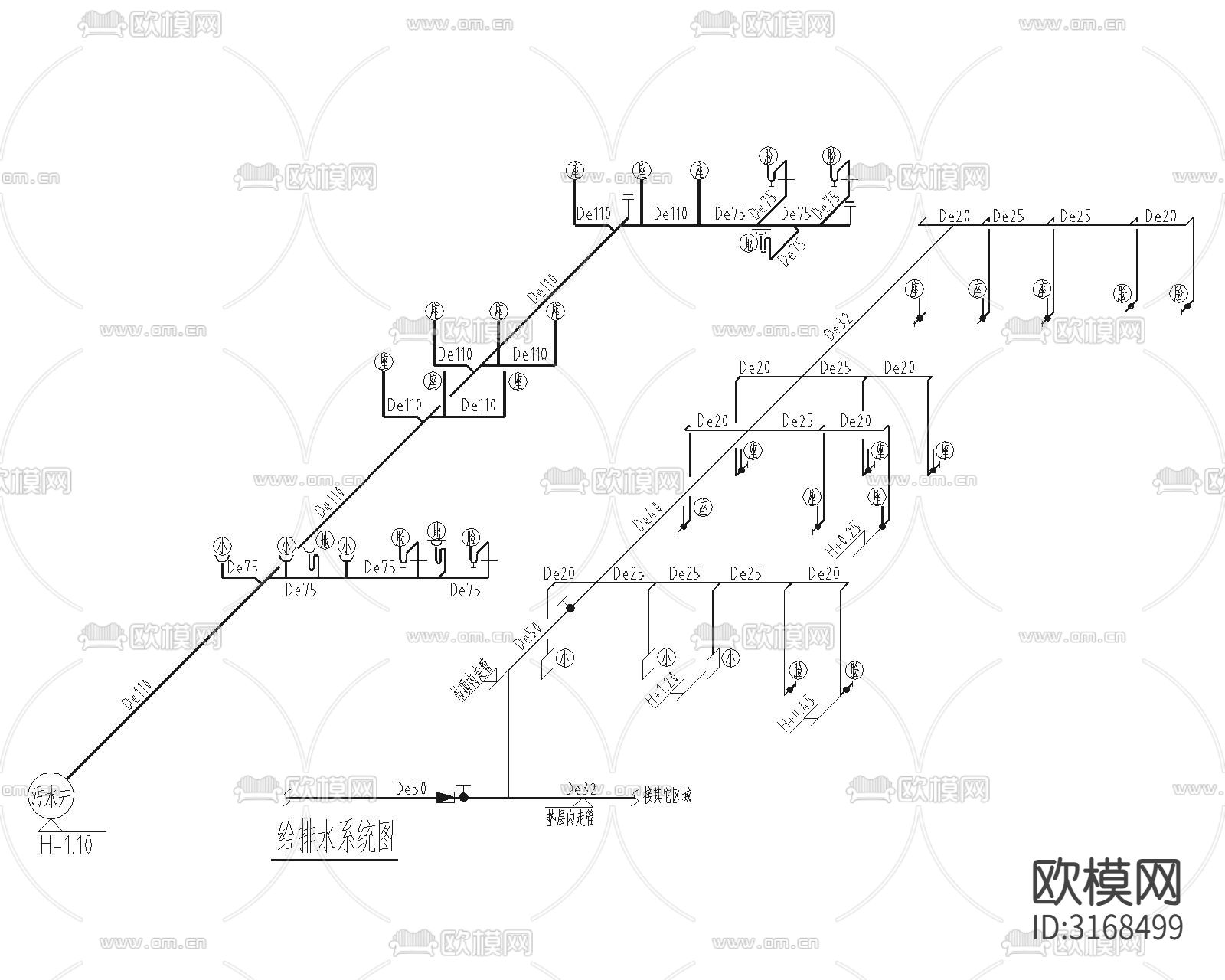 售楼部水电cad施工图下载（渲染图8）