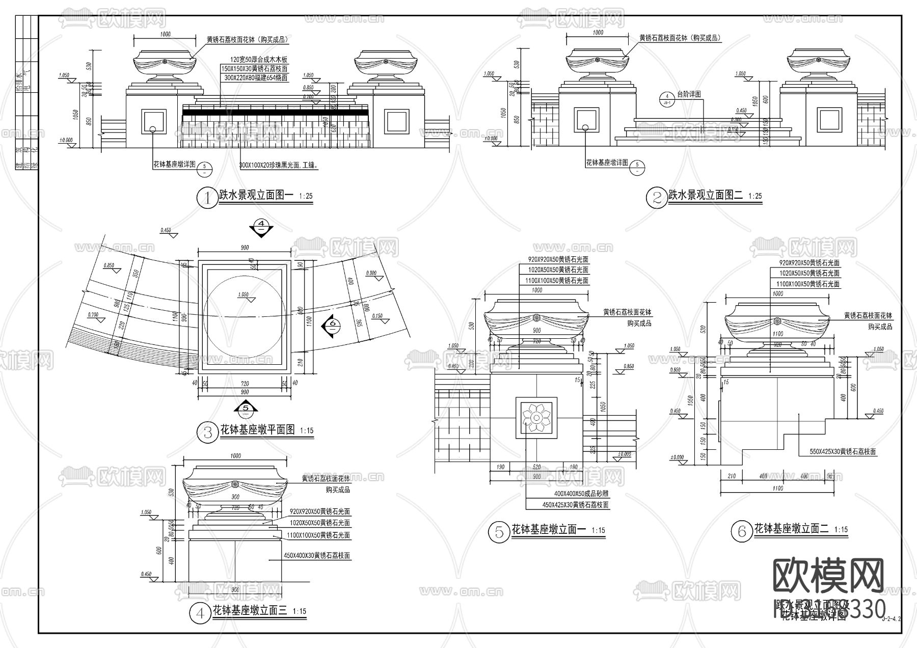 欧式景观圆亭cad大样图下载（渲染图3）