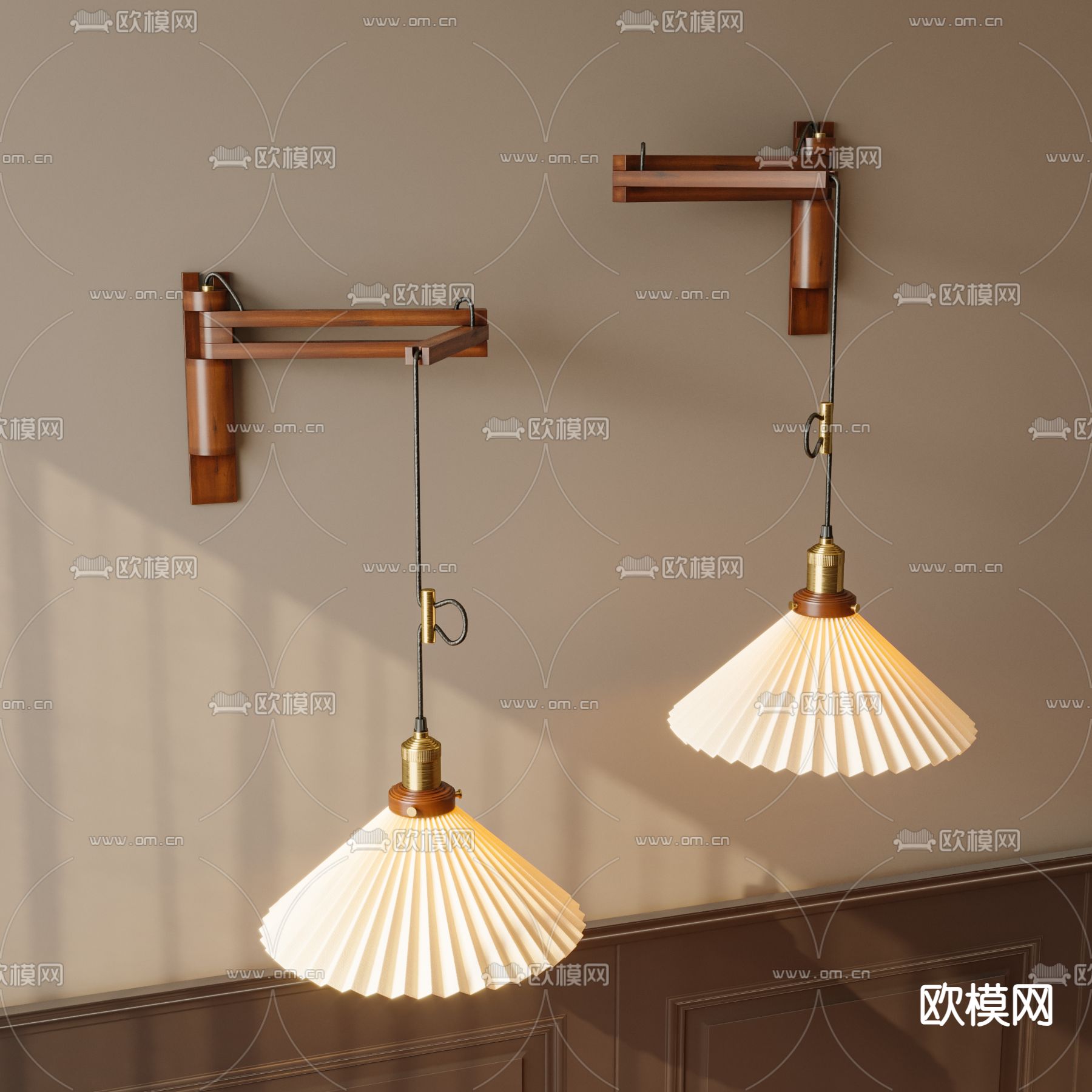 中古风壁灯su模型下载（渲染图2）