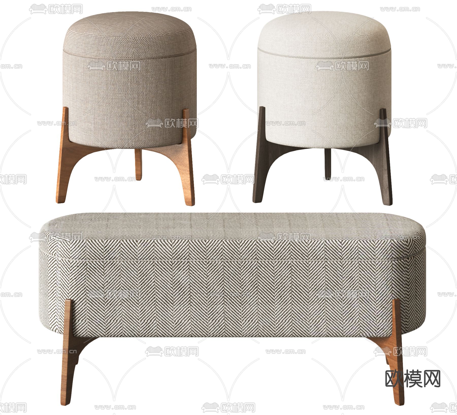 现代沙发凳3d模型下载