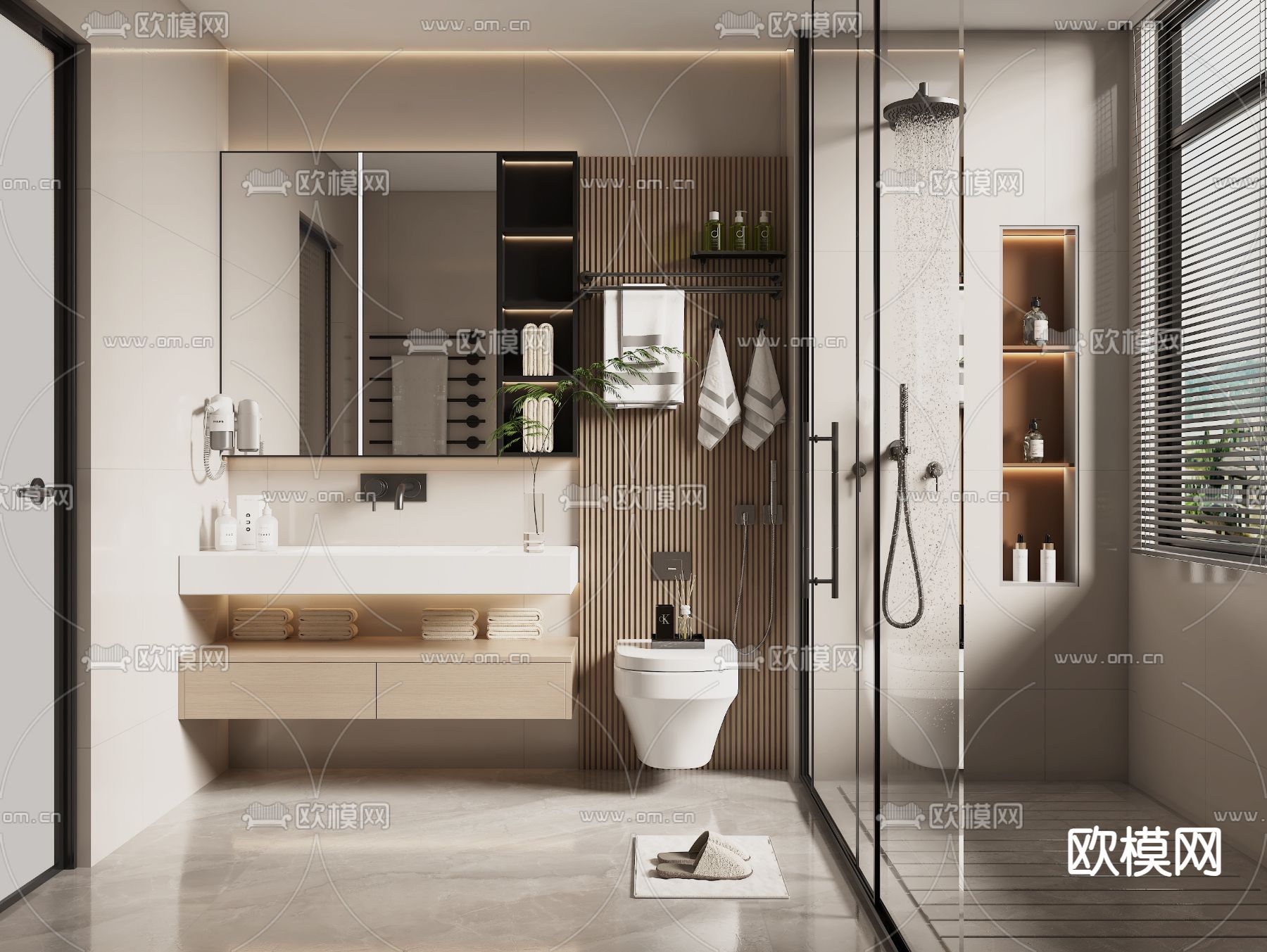 现代卫生间 浴室su模型下载（渲染图2）