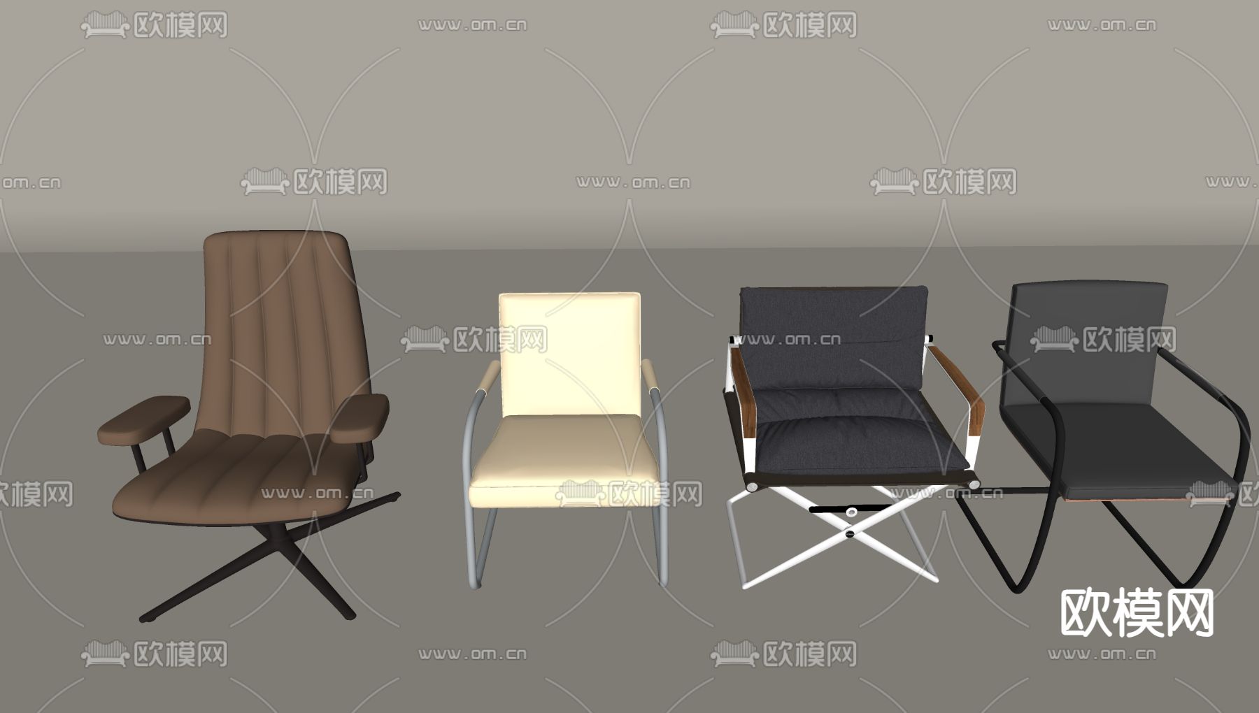现代办公椅 休闲椅su模型下载（渲染图1）