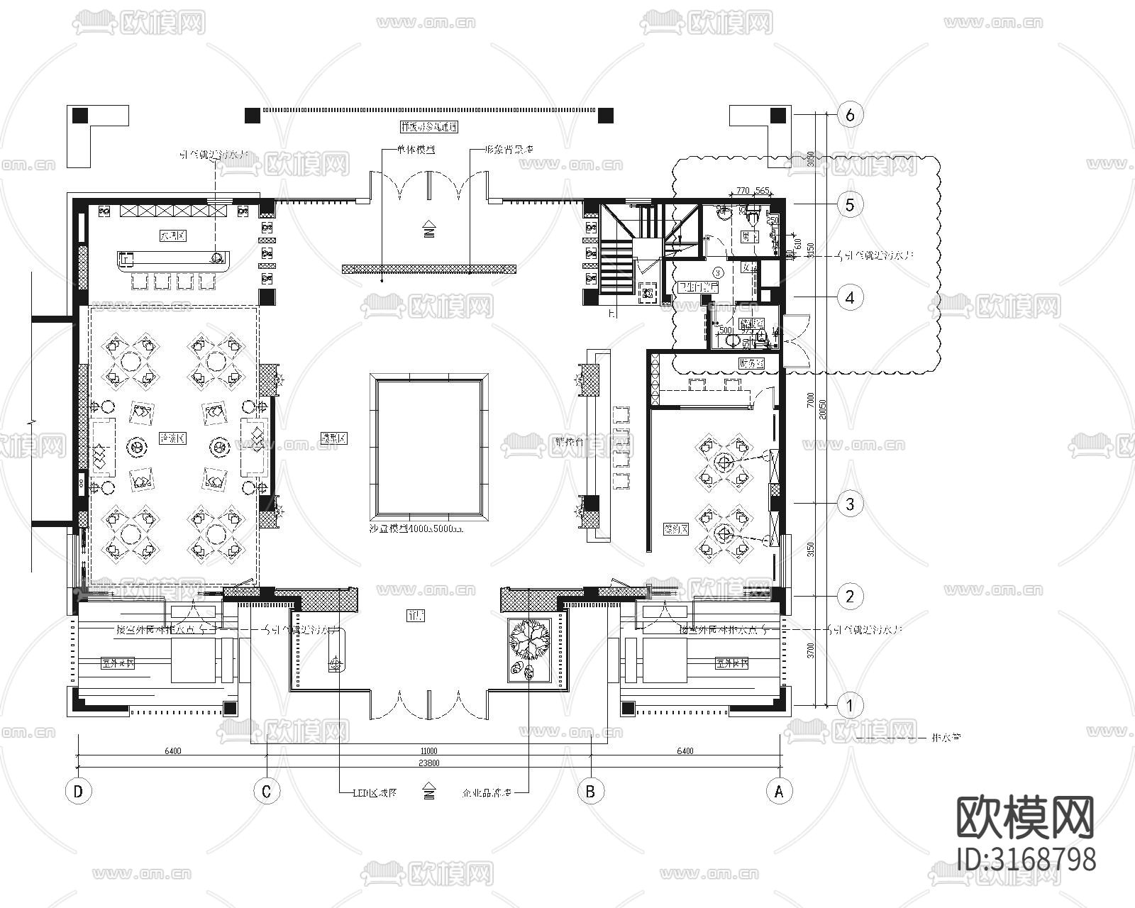 售楼部水电图cad施工图下载（渲染图6）