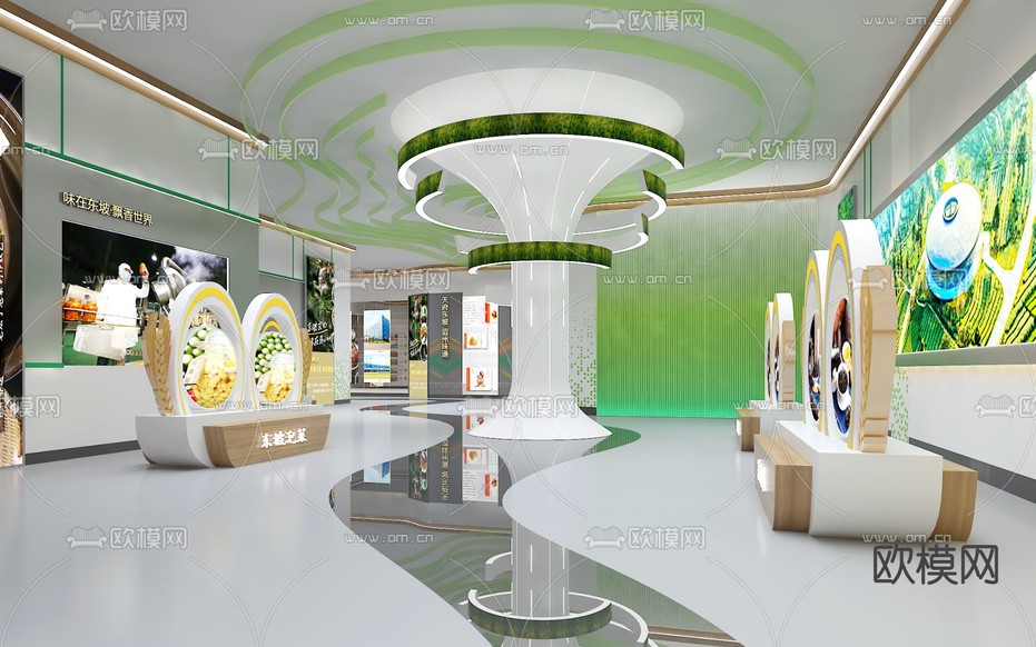 现代农业展厅su模型下载(渲染图4)