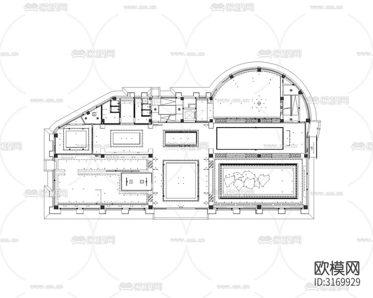 現(xiàn)代輕奢銷售中心cad施工圖下載(渲染圖2)