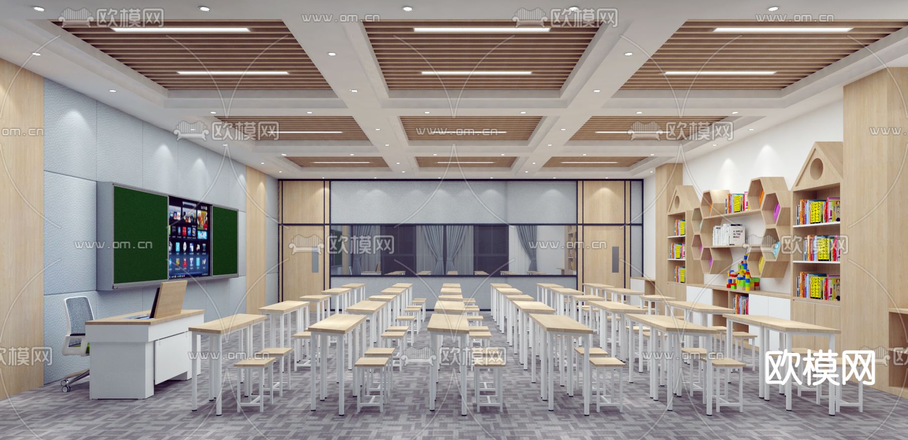 学校教室 课堂3d模型下载（渲染图1）