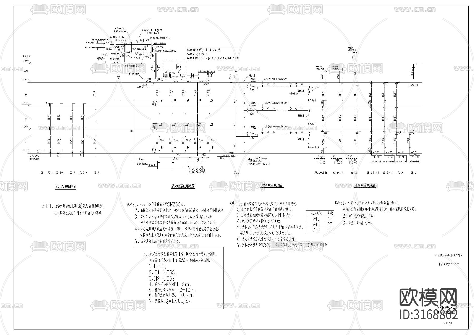 幼儿园给排水cad施工图