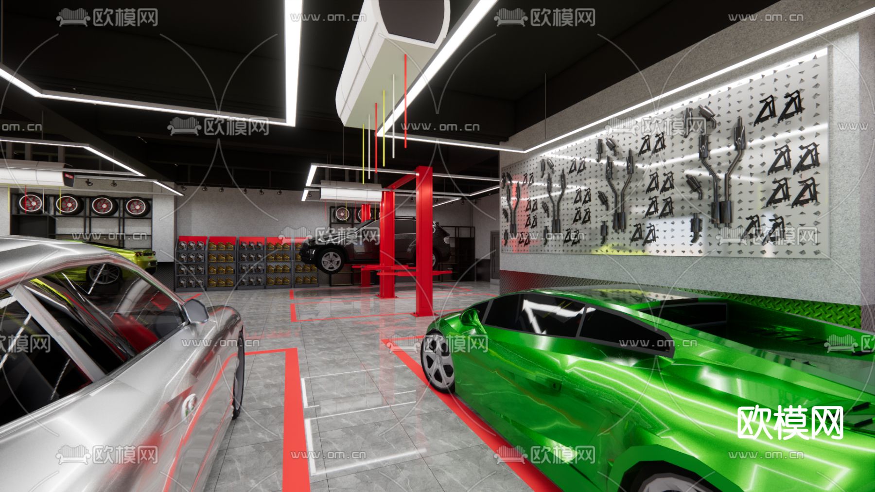 汽修店 修车店su模型下载（渲染图2）