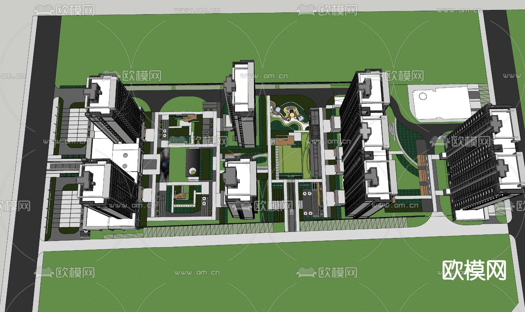 住宅设计鸟瞰su模型下载