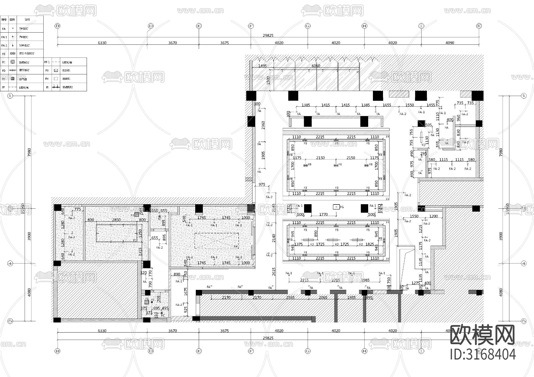 民宿酒店 餐厅公区cad施工图下载（渲染图2）