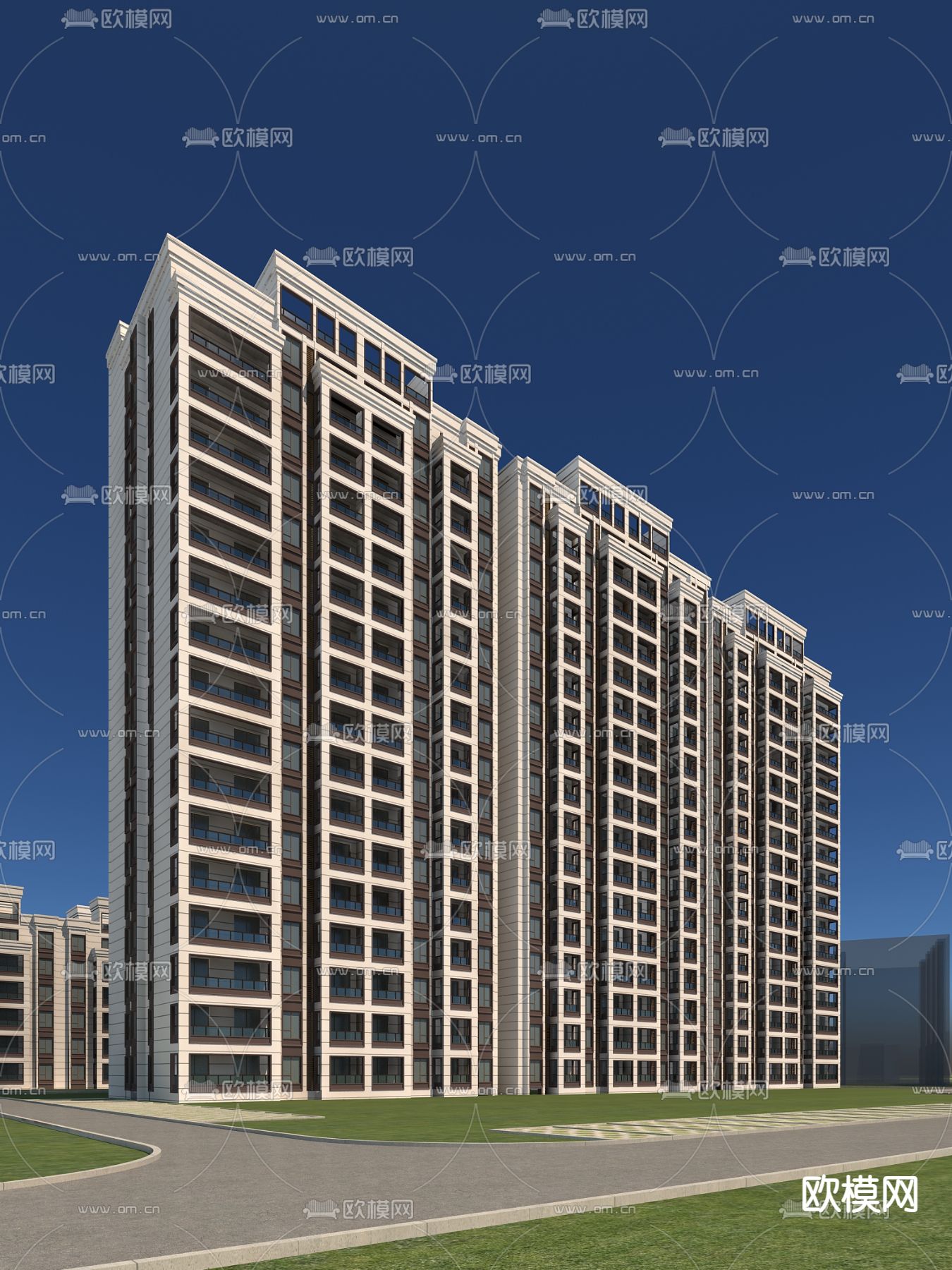 住宅楼外观su模型下载（渲染图2）