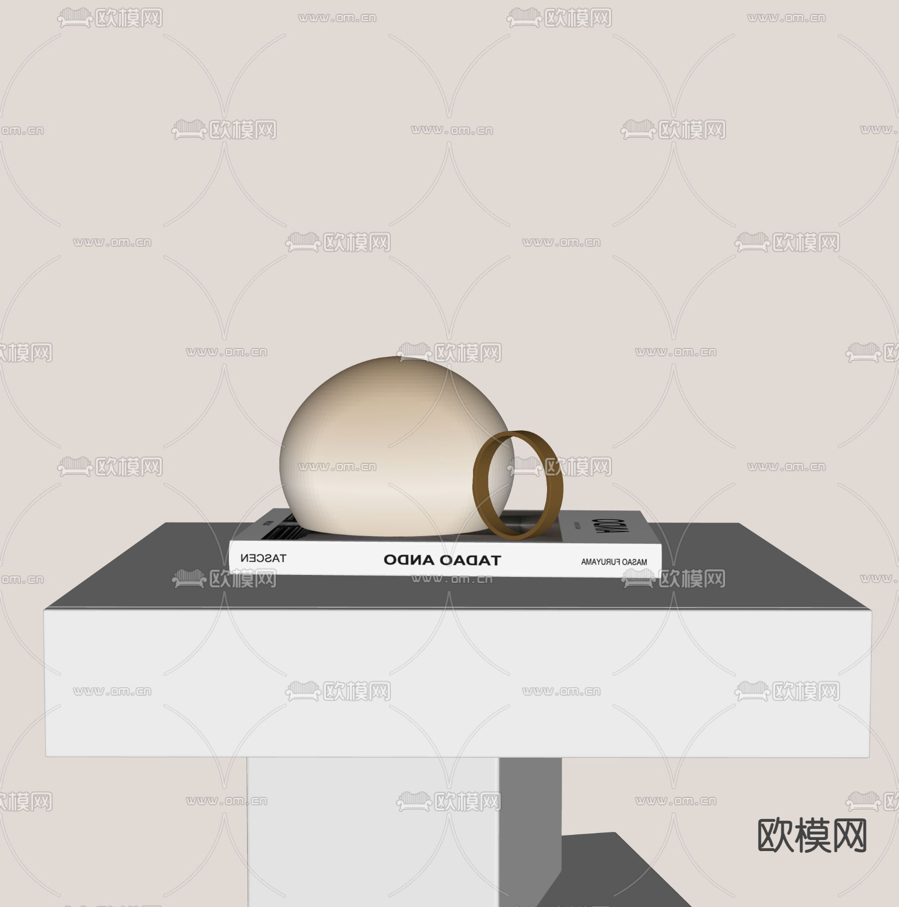 现代台灯 金属台灯su模型下载（渲染图2）