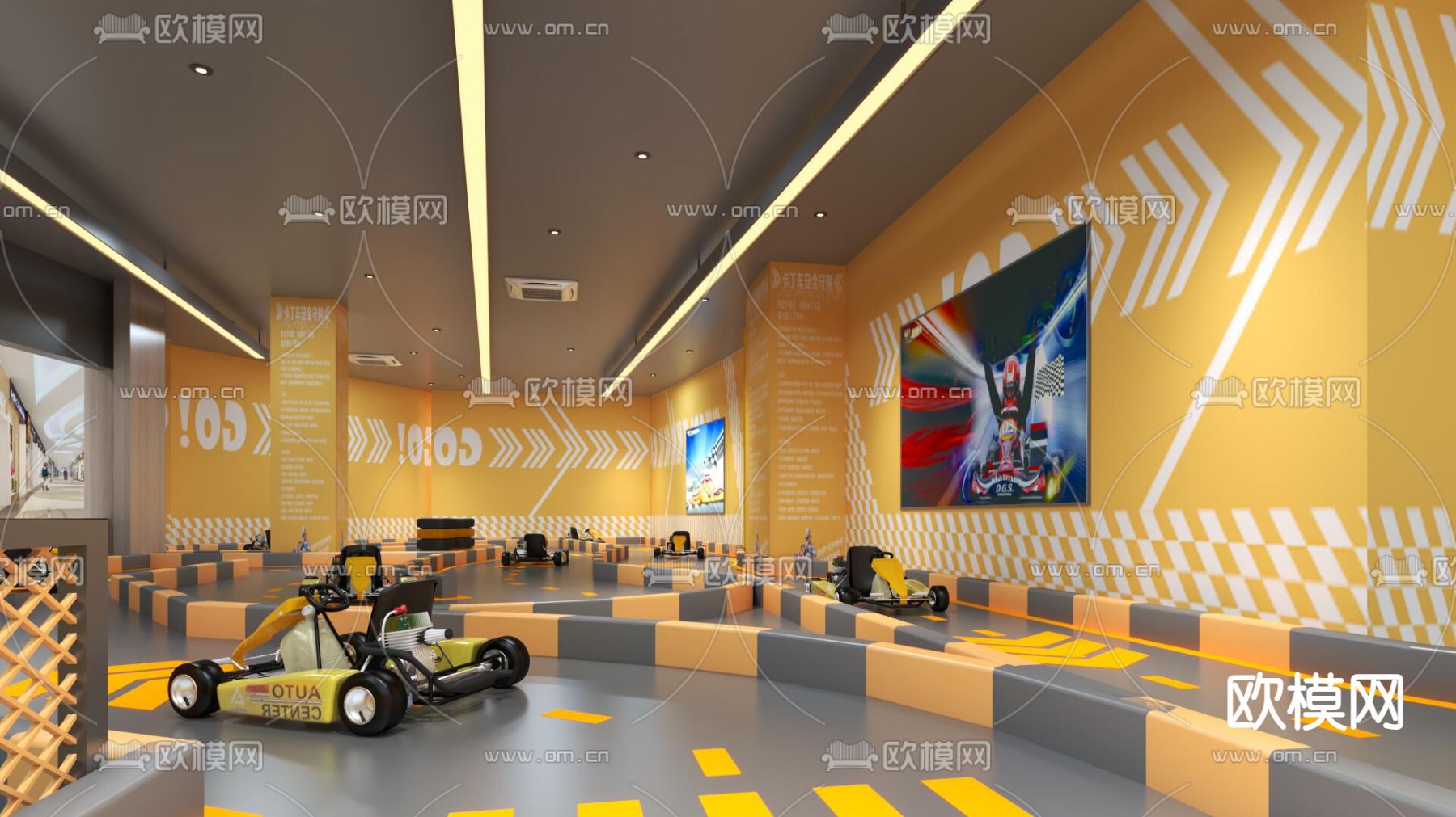 卡丁车赛道 室内卡丁车3d模型下载（渲染图2）
