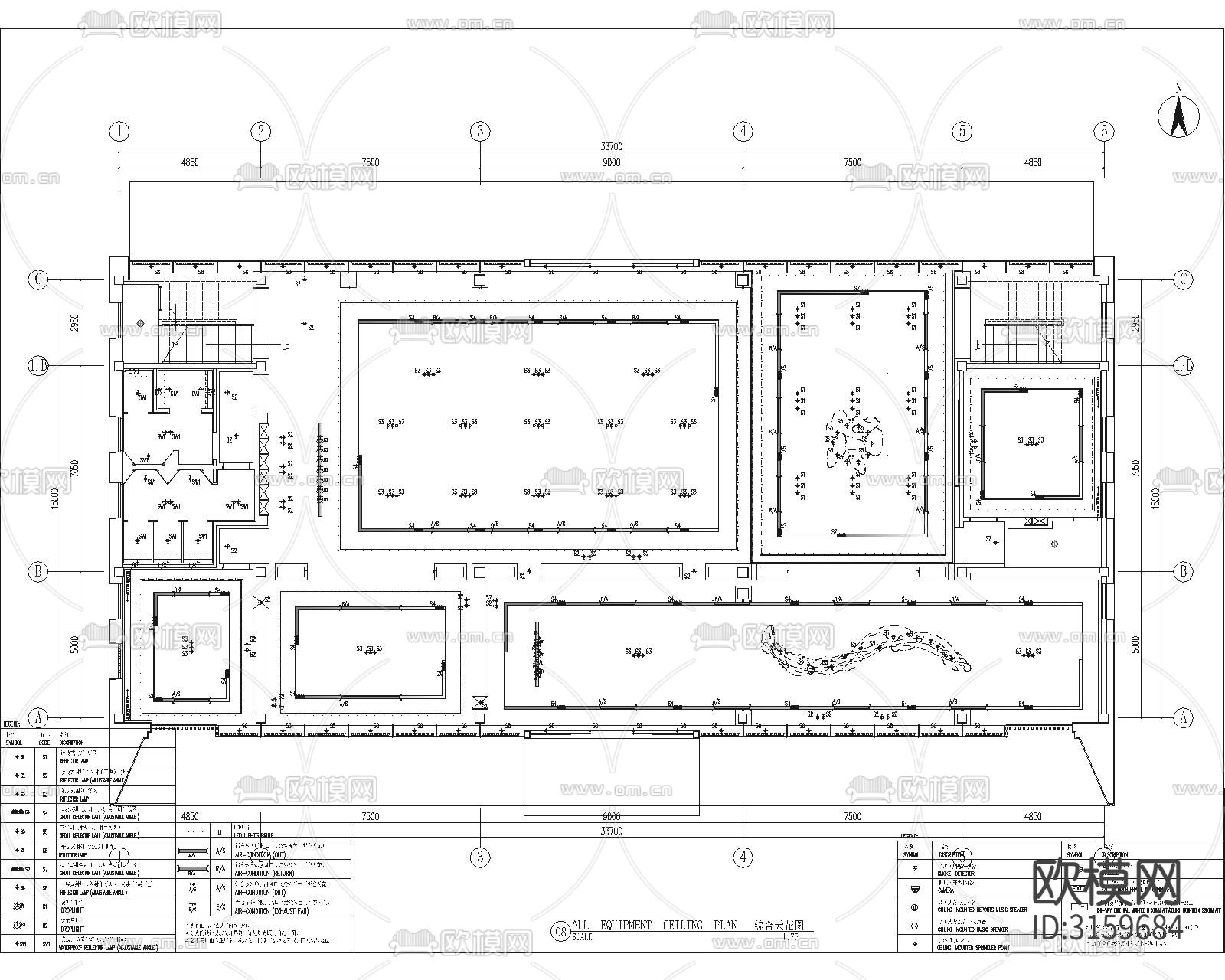销售楼 销售中心cad施工图下载（渲染图3）