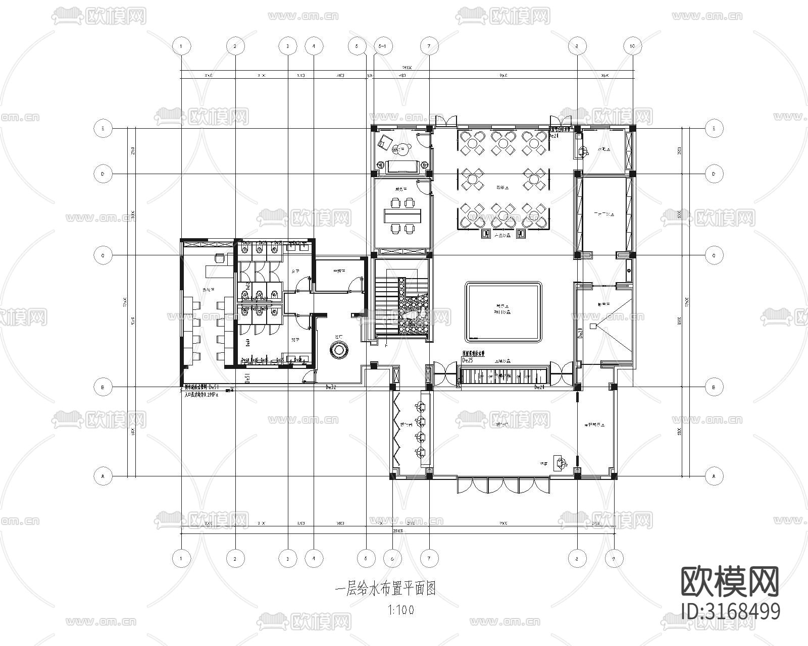 售楼部水电cad施工图下载（渲染图6）